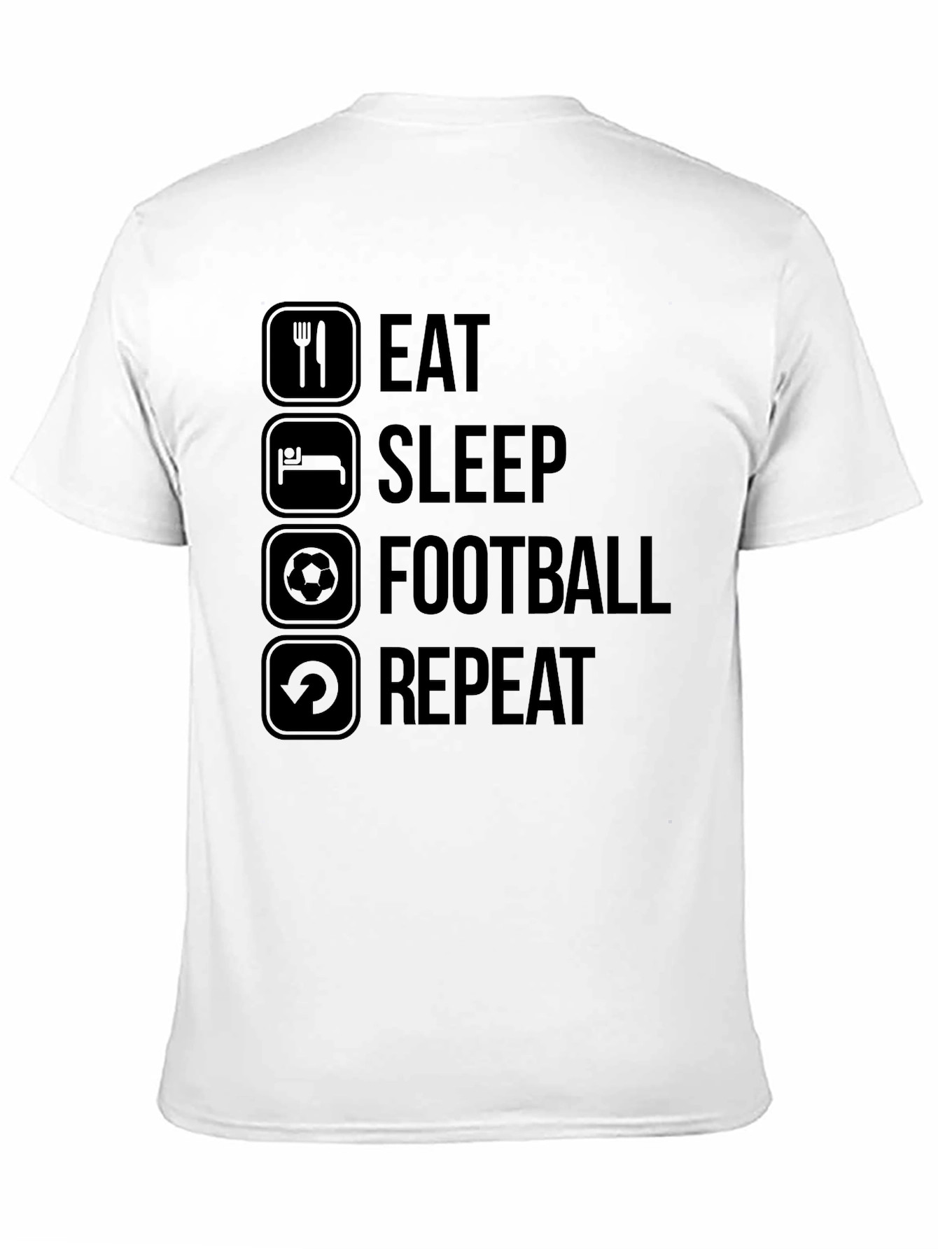Eat Sleep Football Repeat Black Graphic Tee