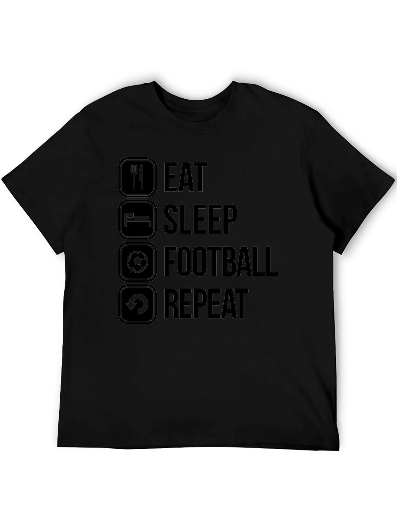 Eat Sleep Football Repeat Black Graphic Tee