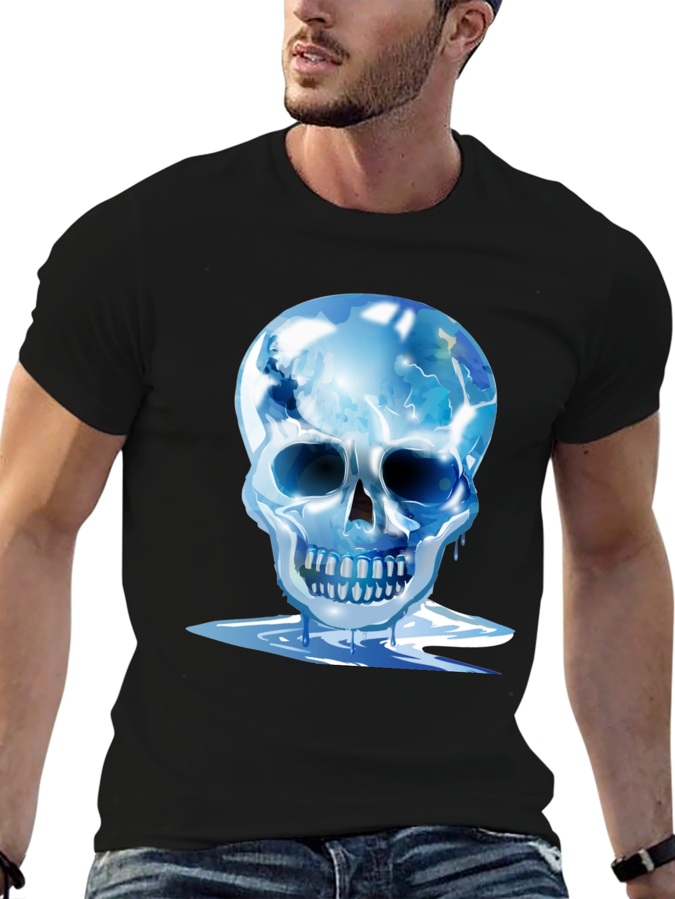 Icy Skull Graphic Tee - Mens Black T-Shirt