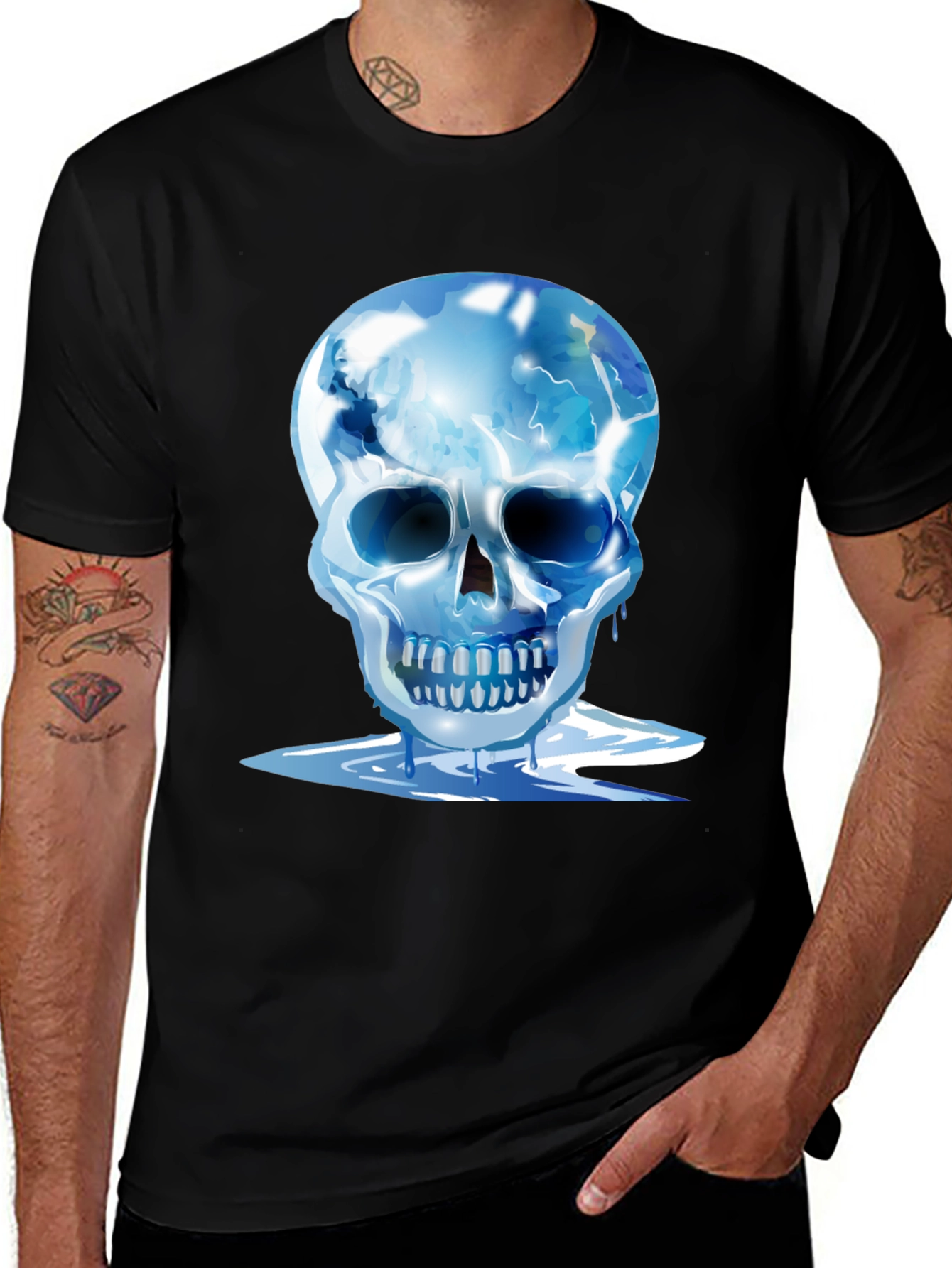 Icy Skull Graphic Tee - Mens Black T-Shirt