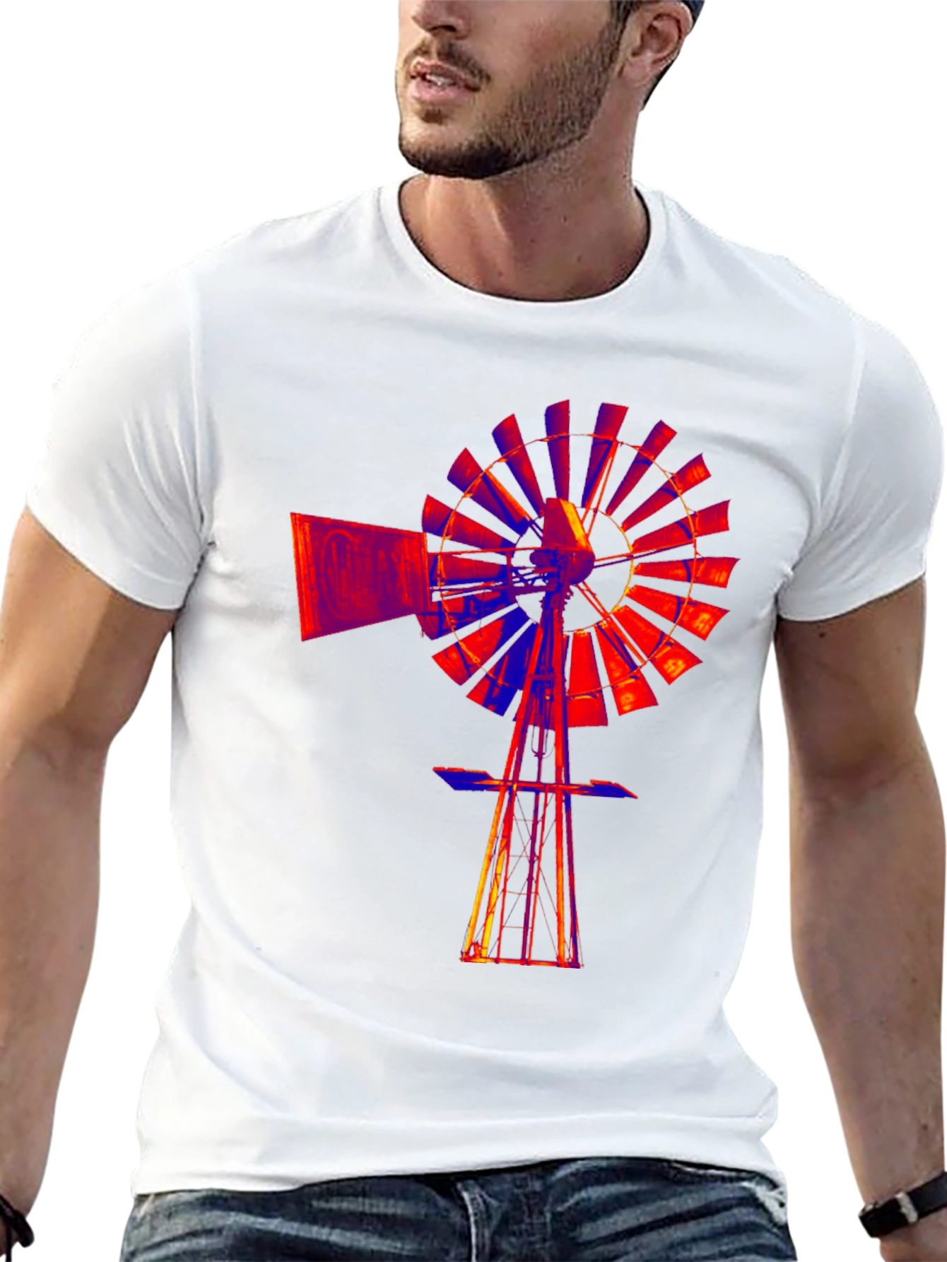 Abstract Windmill Graphic Black T-Shirt