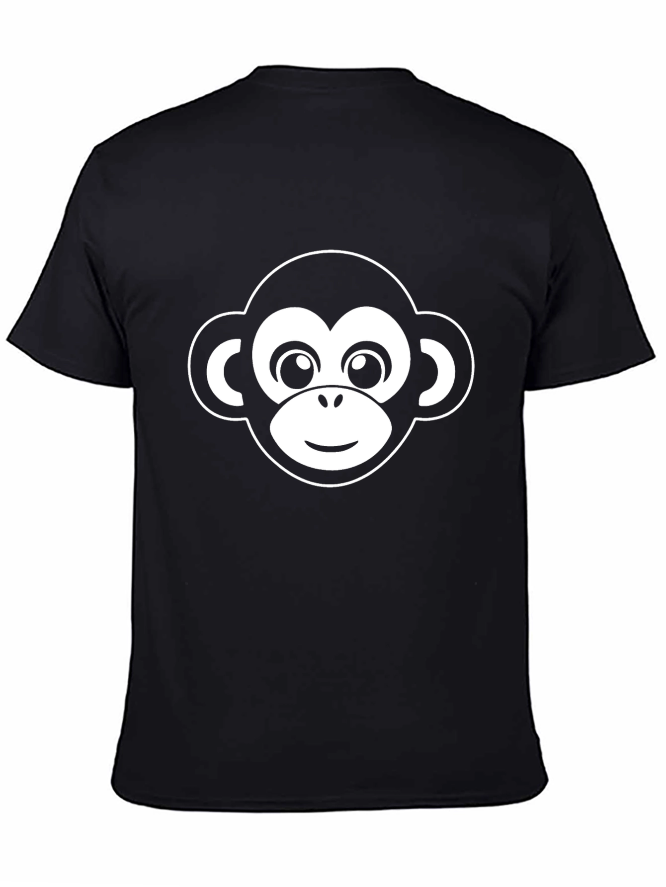 Fun Monkey Face Graphic Tee - Black