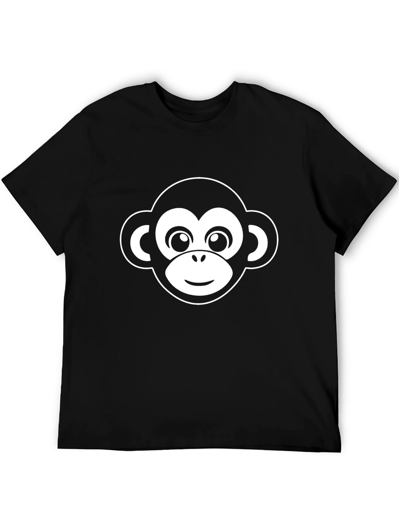 Fun Monkey Face Graphic Tee - Black