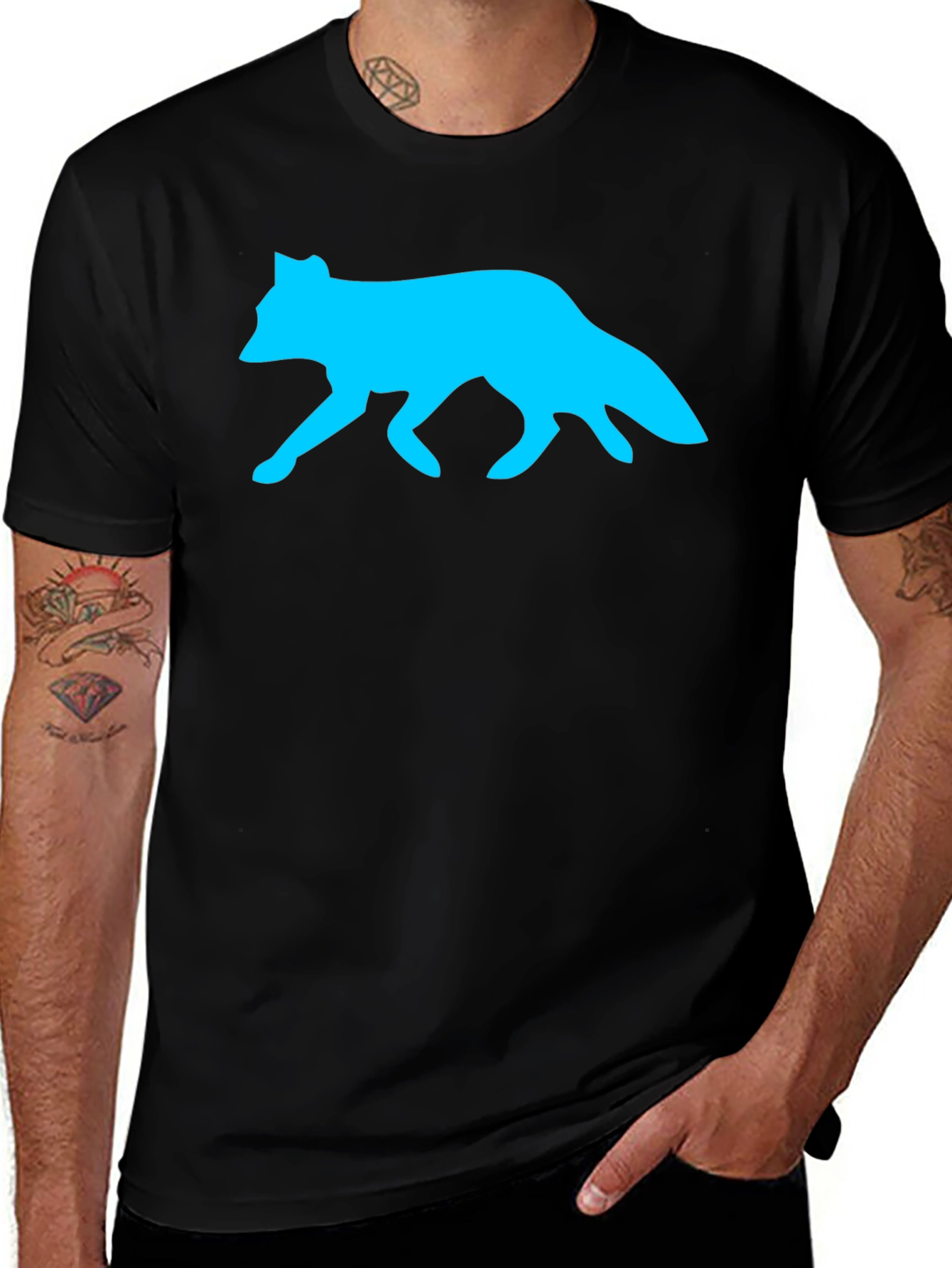 Fox Silhouette Graphic Tee - Cool Animal Print Shirt