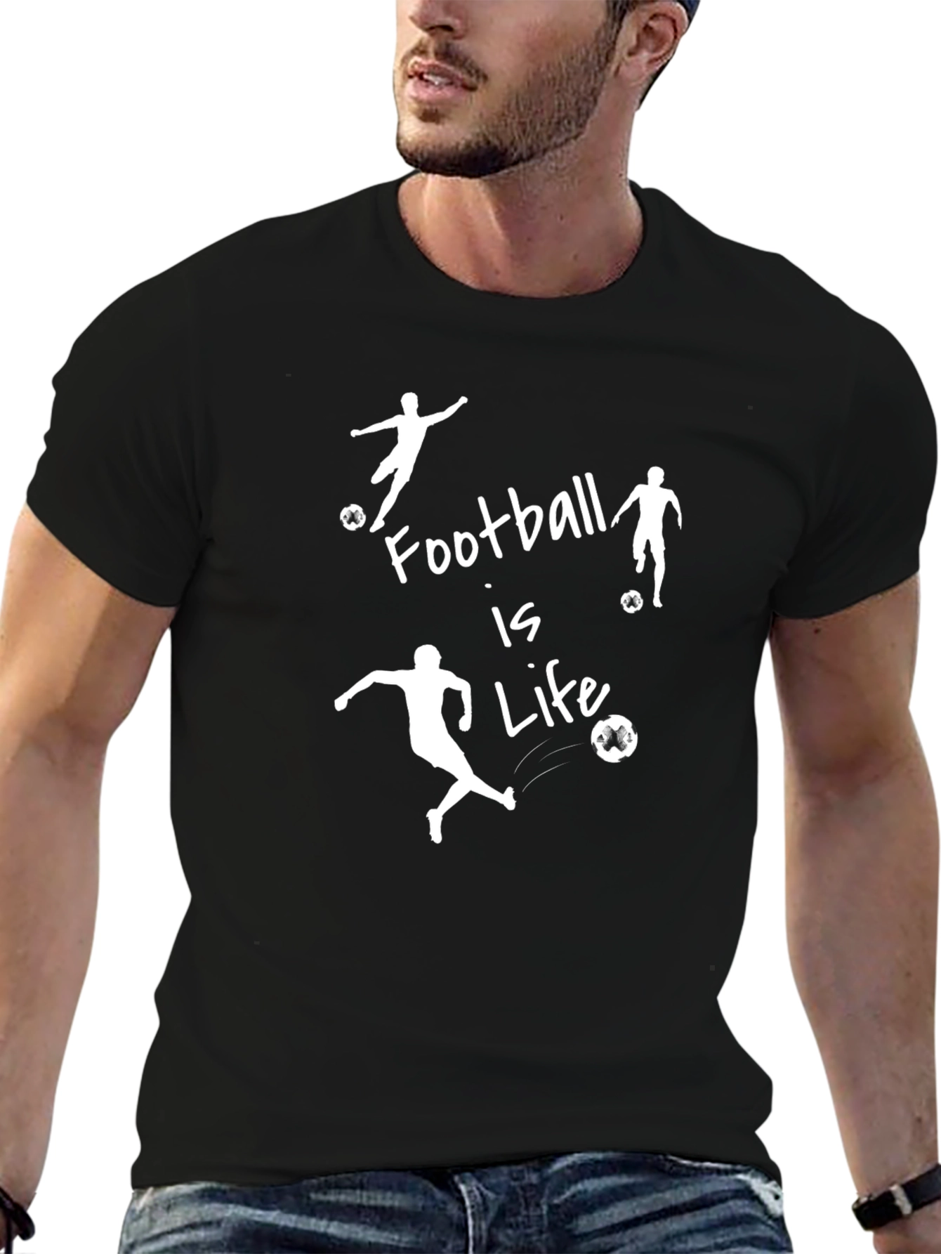 Football is Life Graphic Tee - Stylish Black T-Shirt