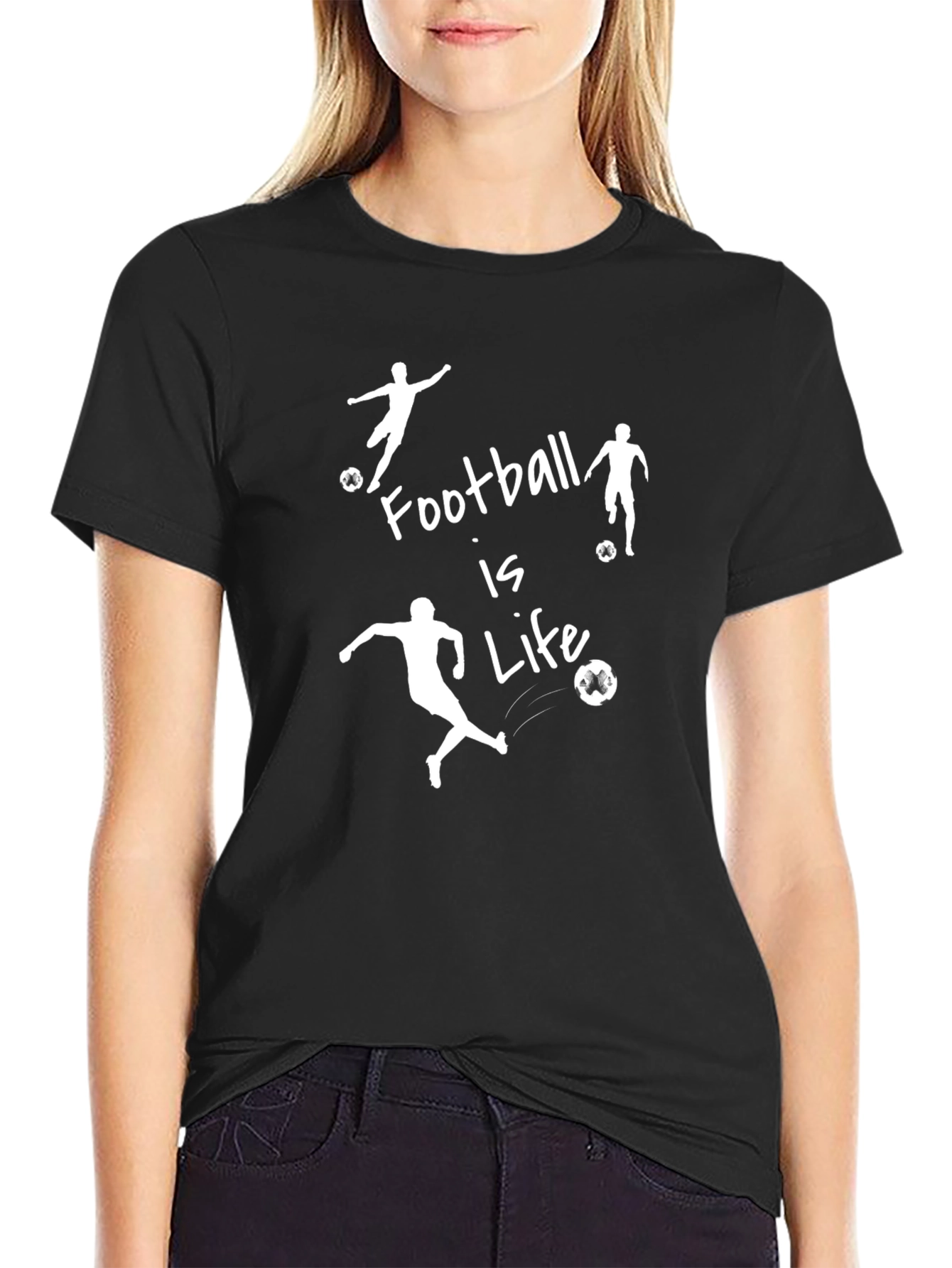 Football is Life Graphic Tee - Stylish Black T-Shirt