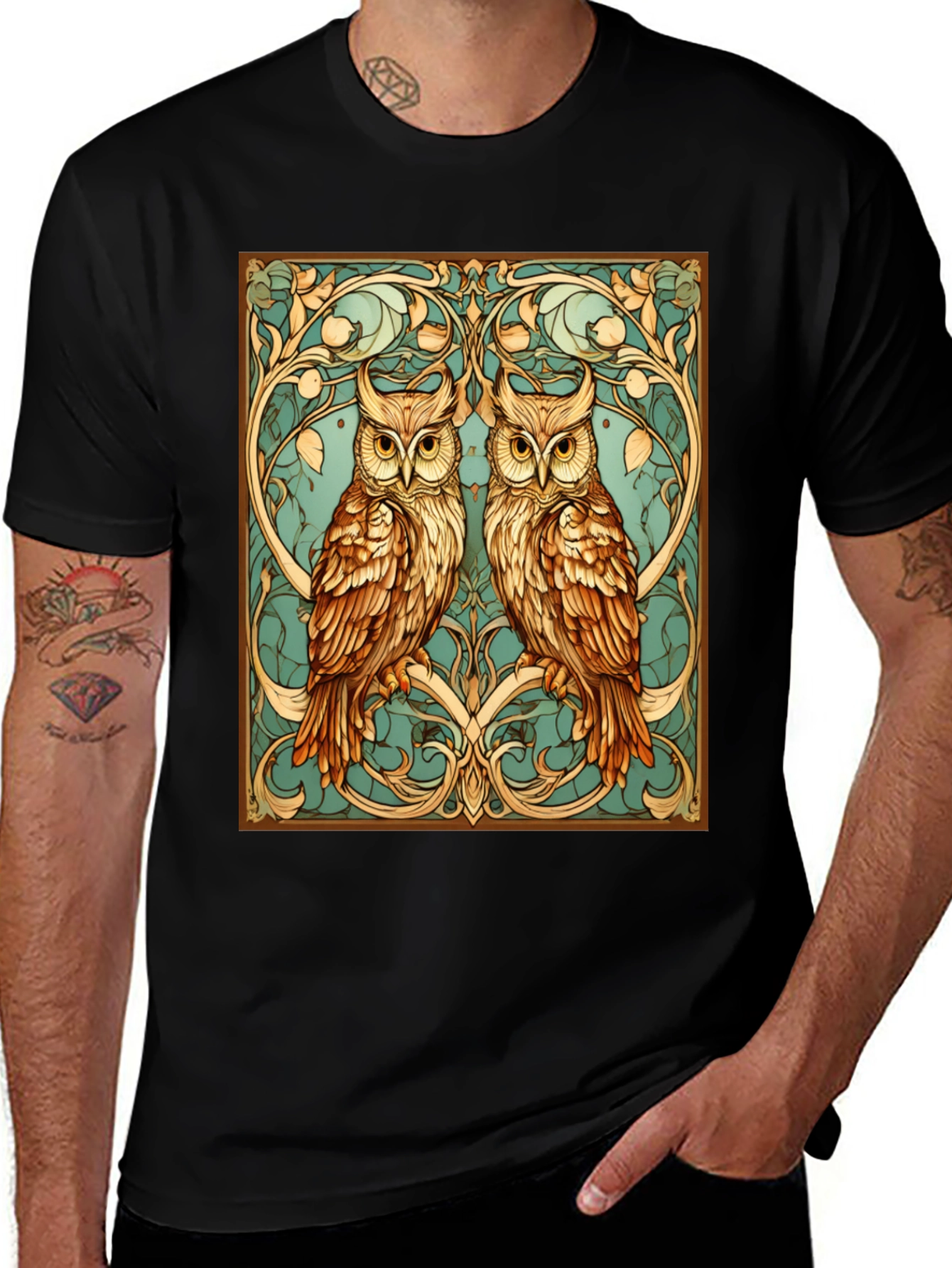 Owl Art Nouveau Graphic Tee