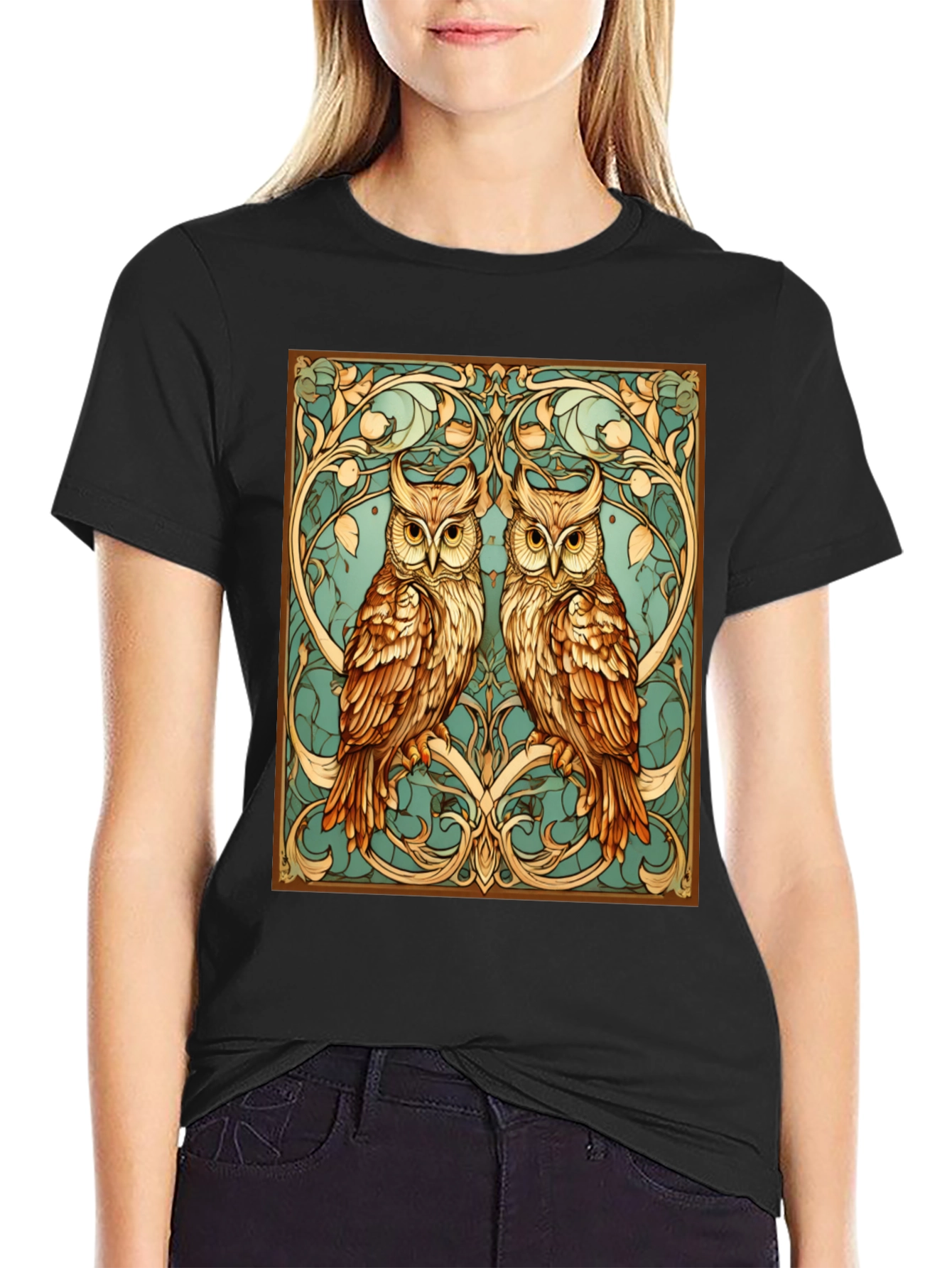 Owl Art Nouveau Graphic Tee