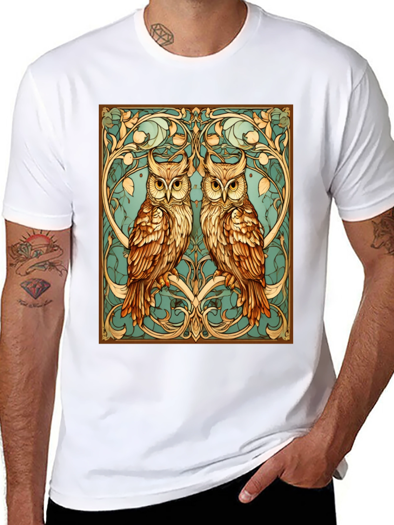 Owl Art Nouveau Graphic Tee