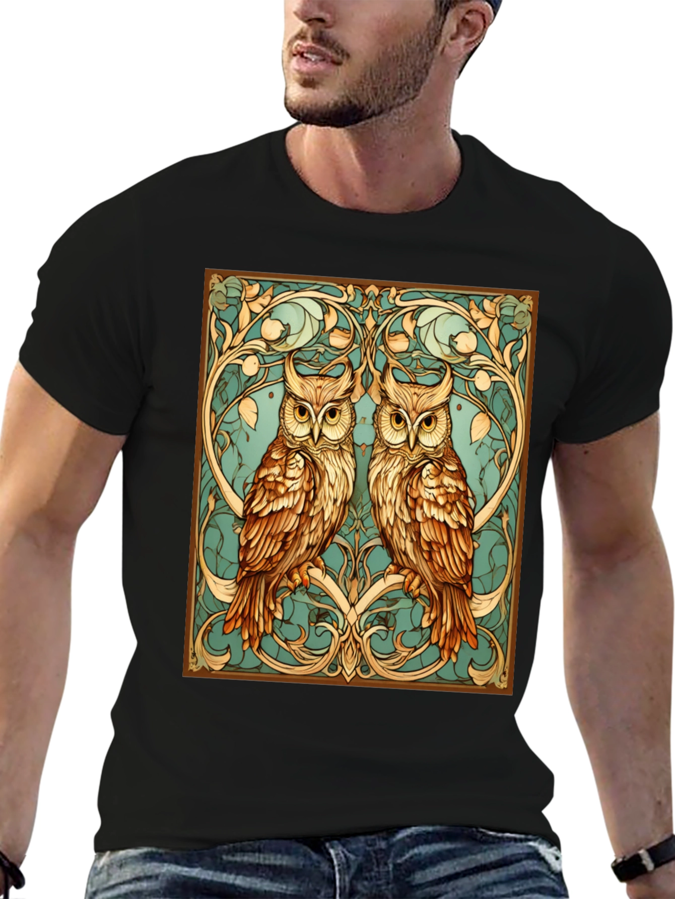 Owl Art Nouveau Graphic Tee
