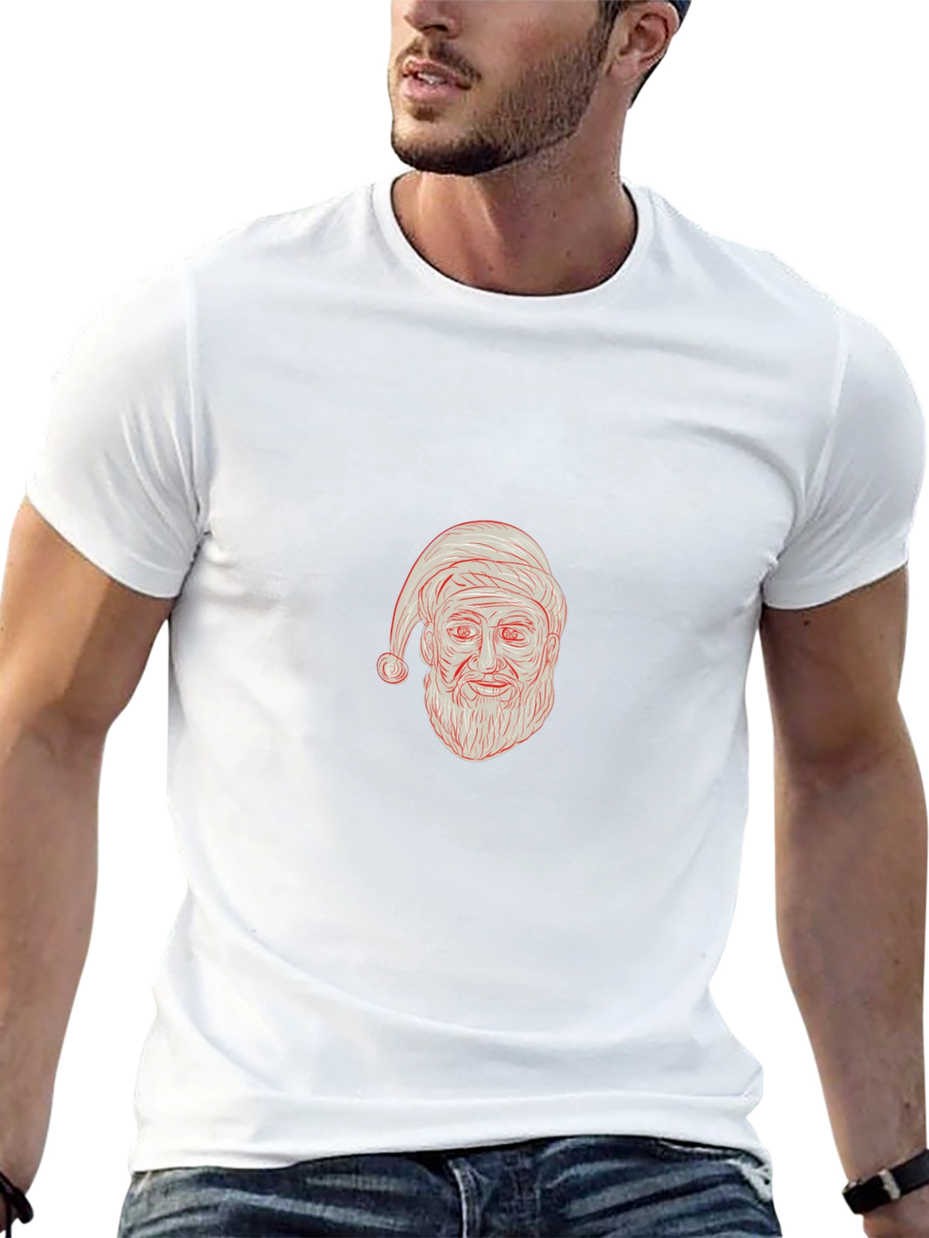 Santa Claus Graphic Print Black T-Shirt
