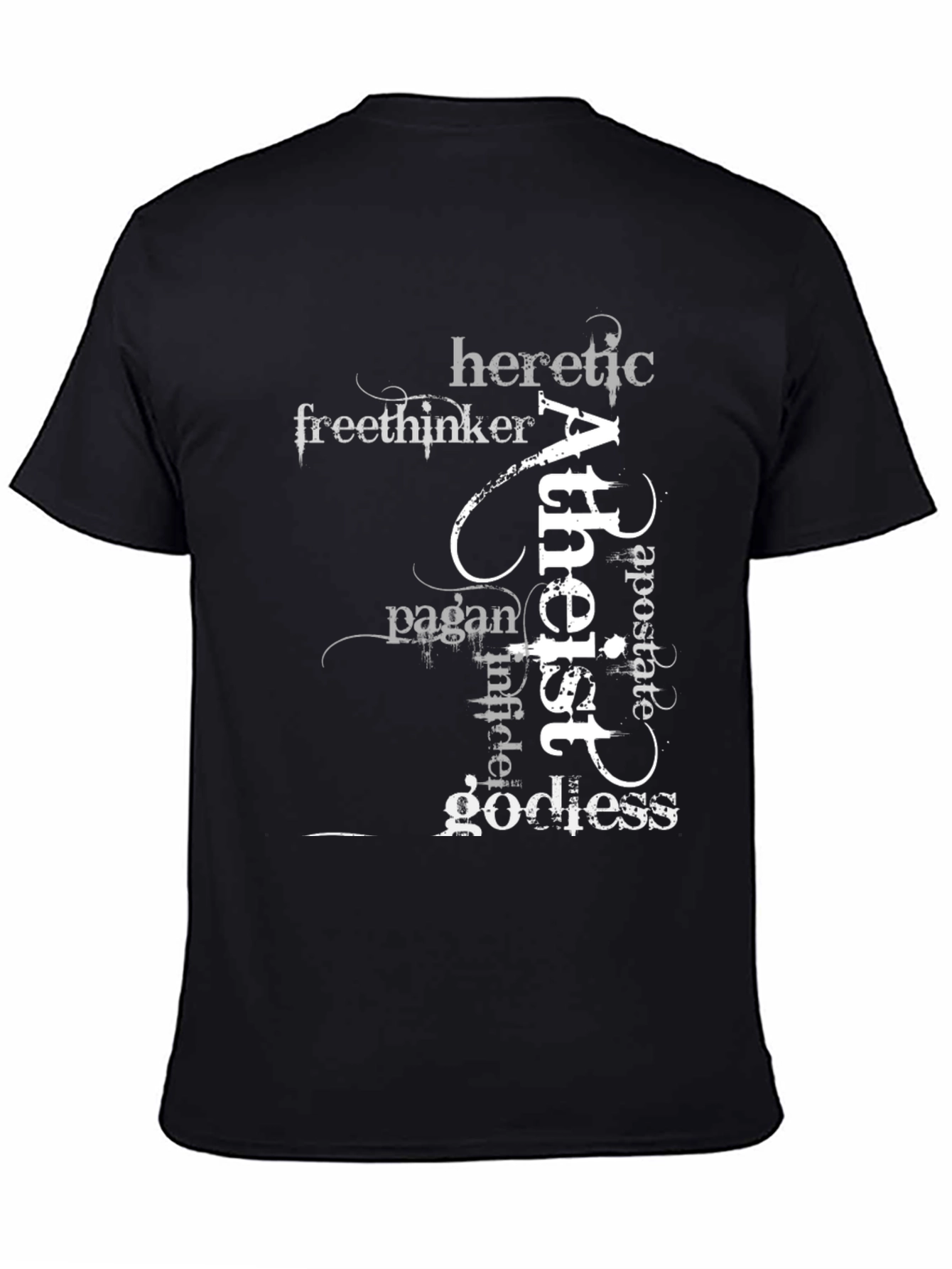 Atheist Word Art Black T-Shirt