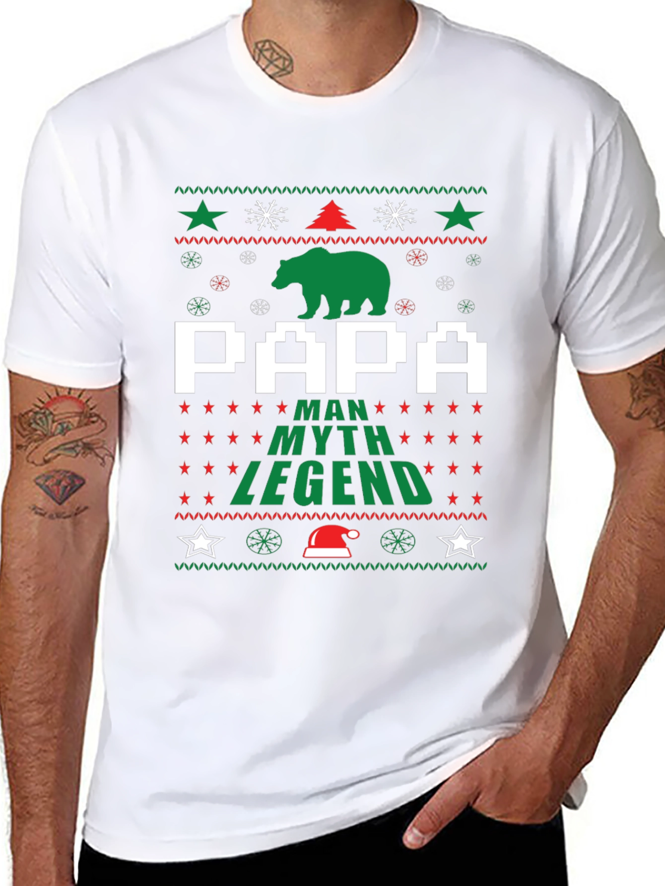 Papa Man Myth Legend Christmas Holiday Ugly T-Shirt