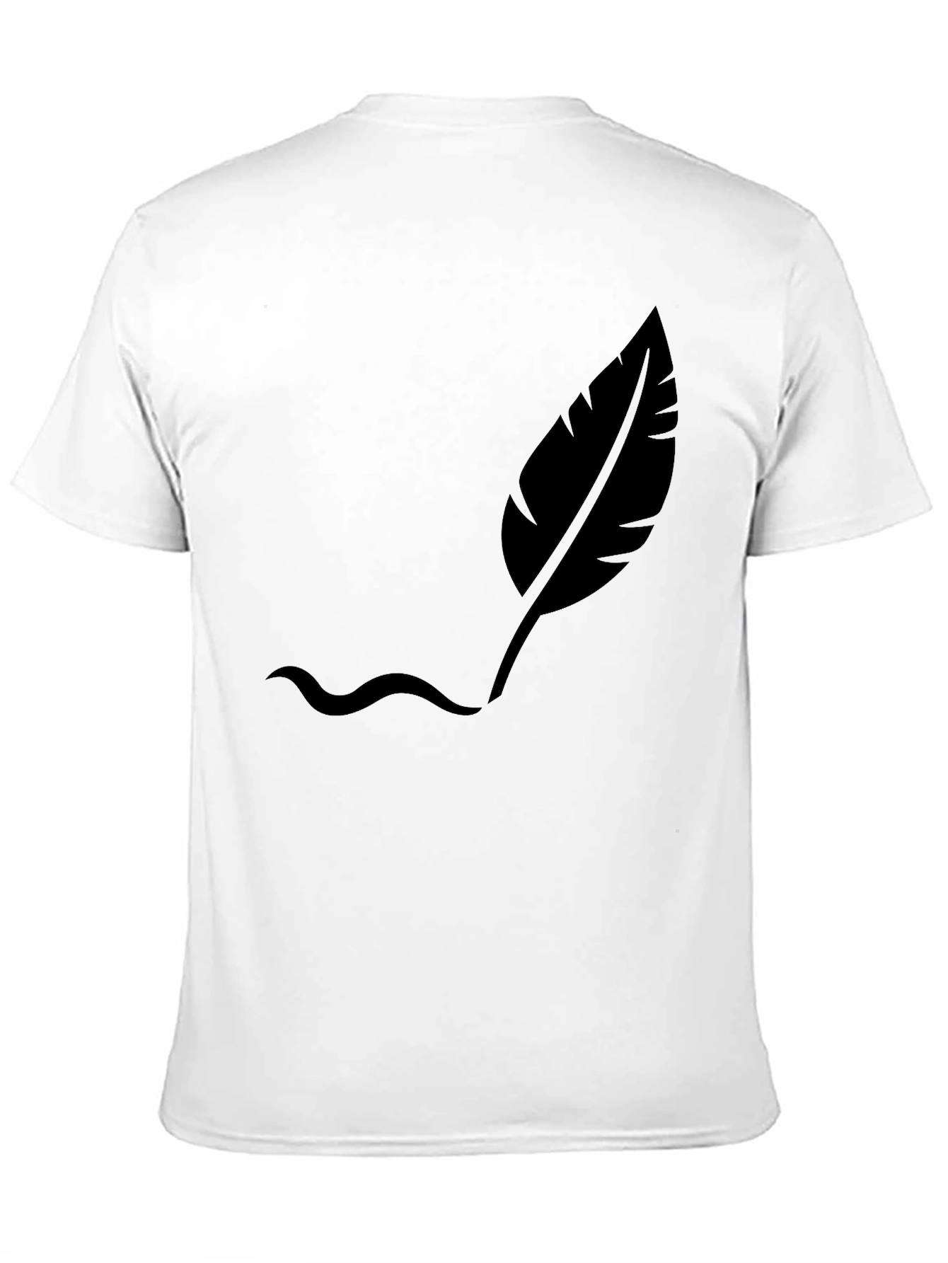 Mens Black T-Shirt with Feather Design