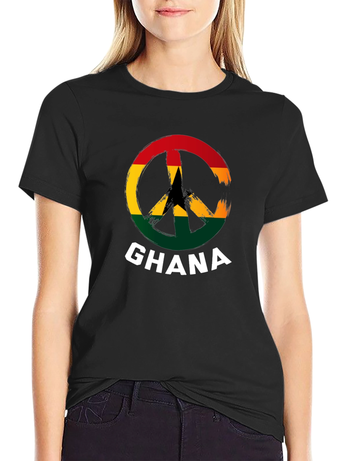 Ghana Peace Sign T-Shirt - Black
