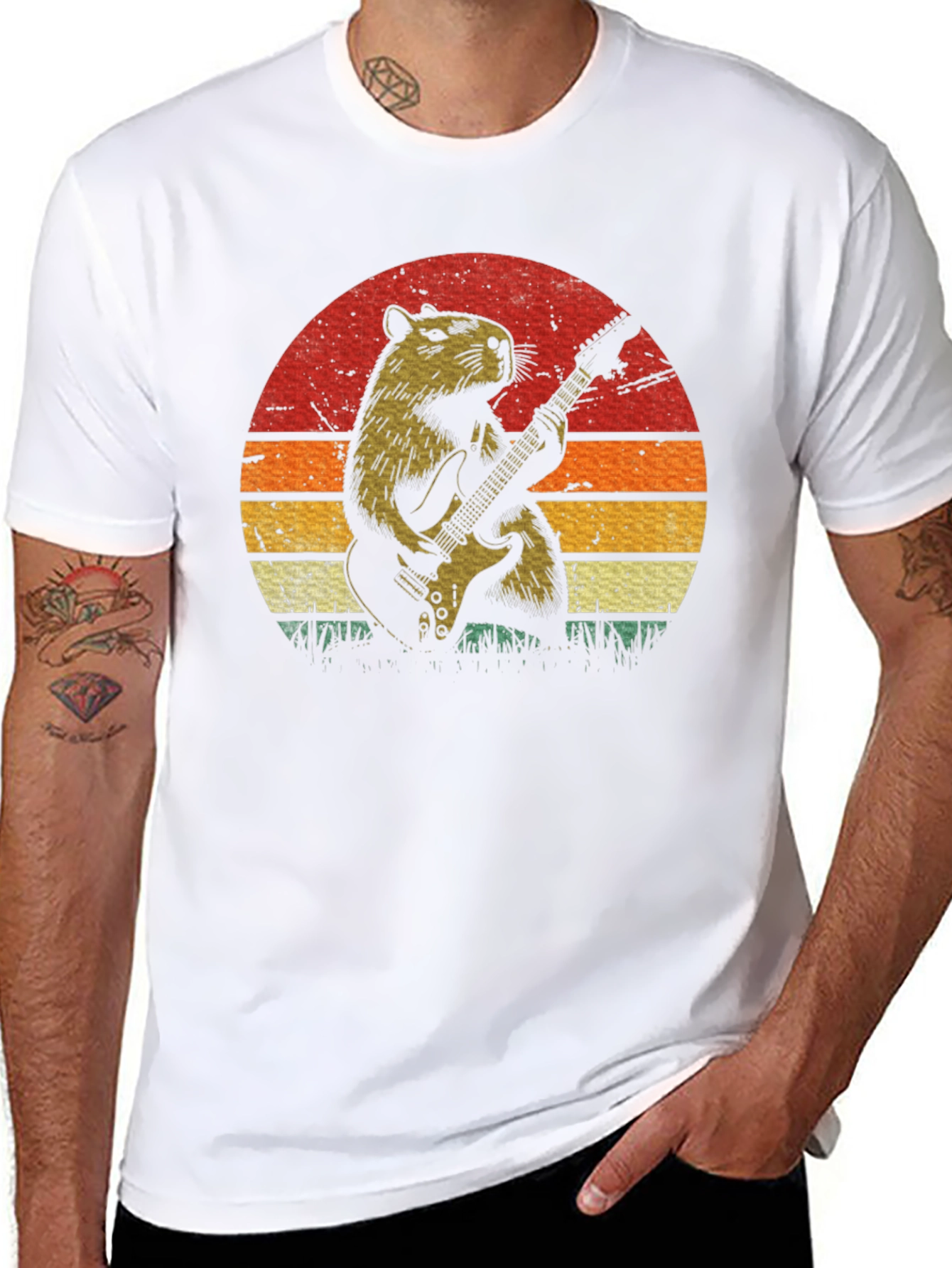 Capybara Guitarist T-Shirt - Retro Style