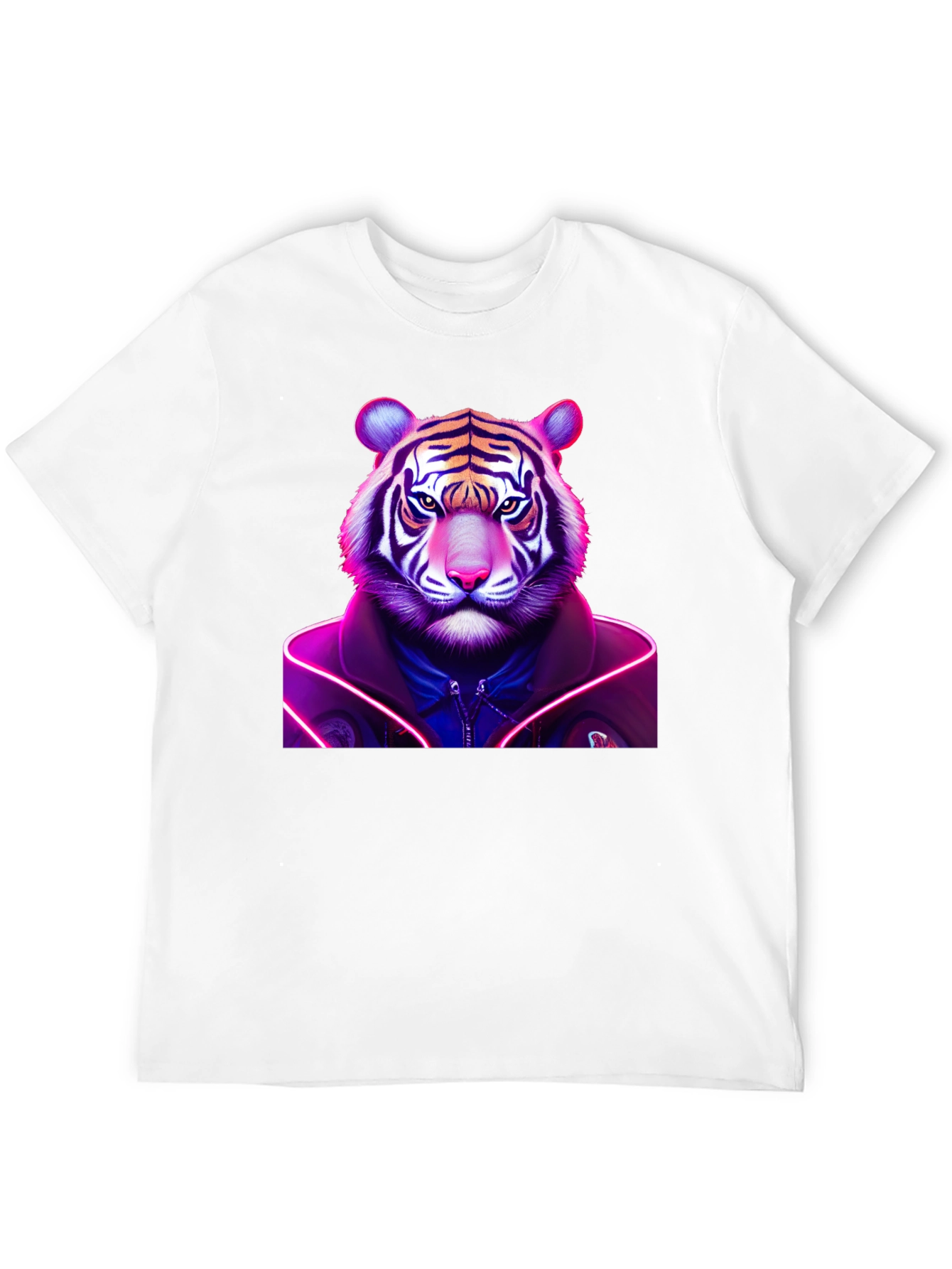 Neon Tiger Graphic Tee - Black Cotton Comfort
