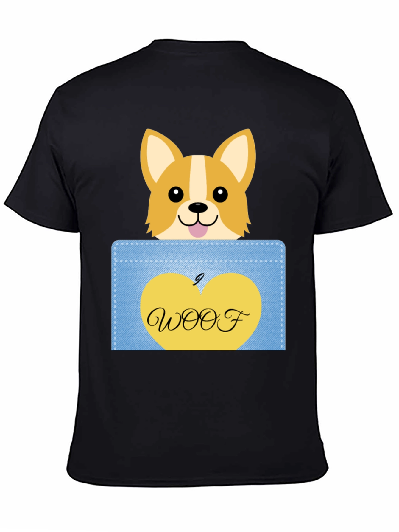 Cute Corgi Pocket T-Shirt - Woof!