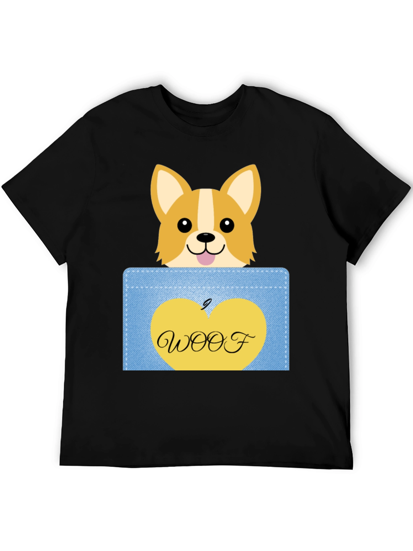 Cute Corgi Pocket T-Shirt - Woof!