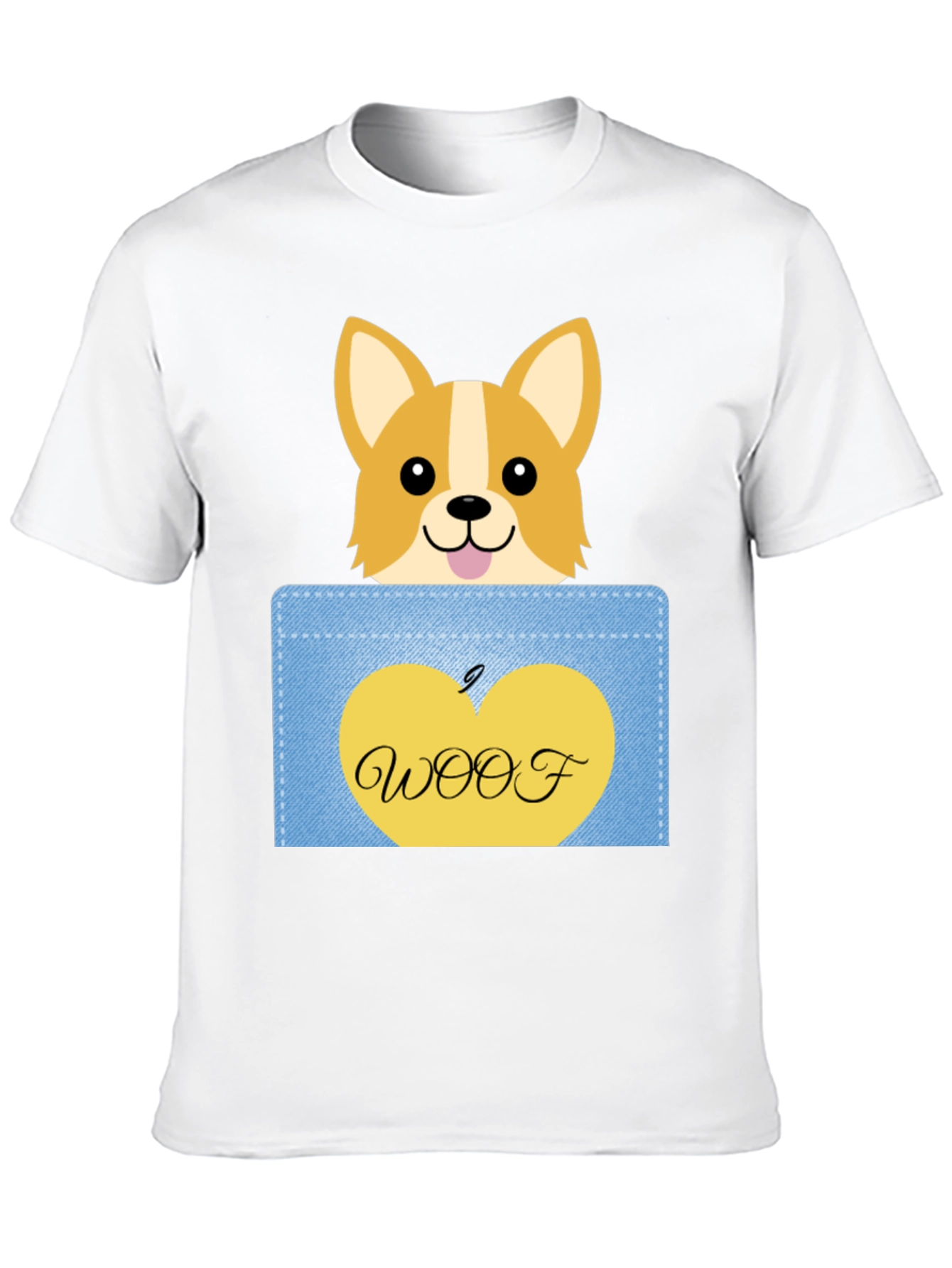 Cute Corgi Pocket T-Shirt - Woof!