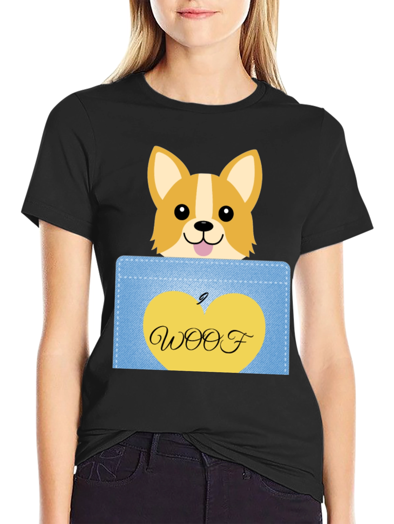 Cute Corgi Pocket T-Shirt - Woof!