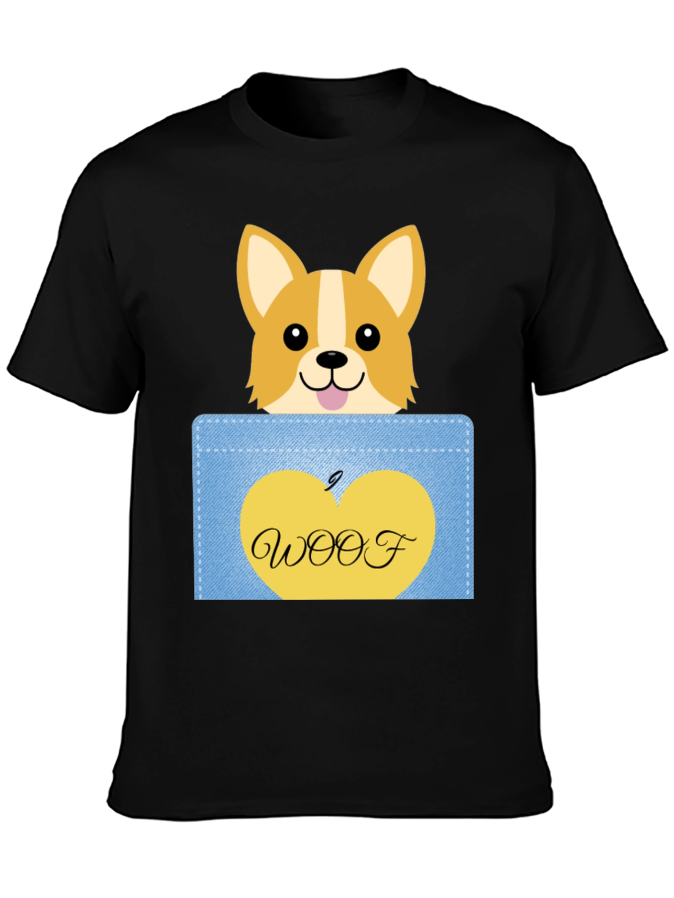 Cute Corgi Pocket T-Shirt - Woof!