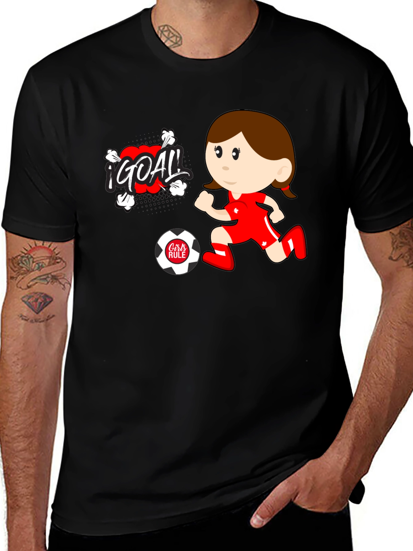 Girls Rule Soccer T-Shirt - Cartoon Design