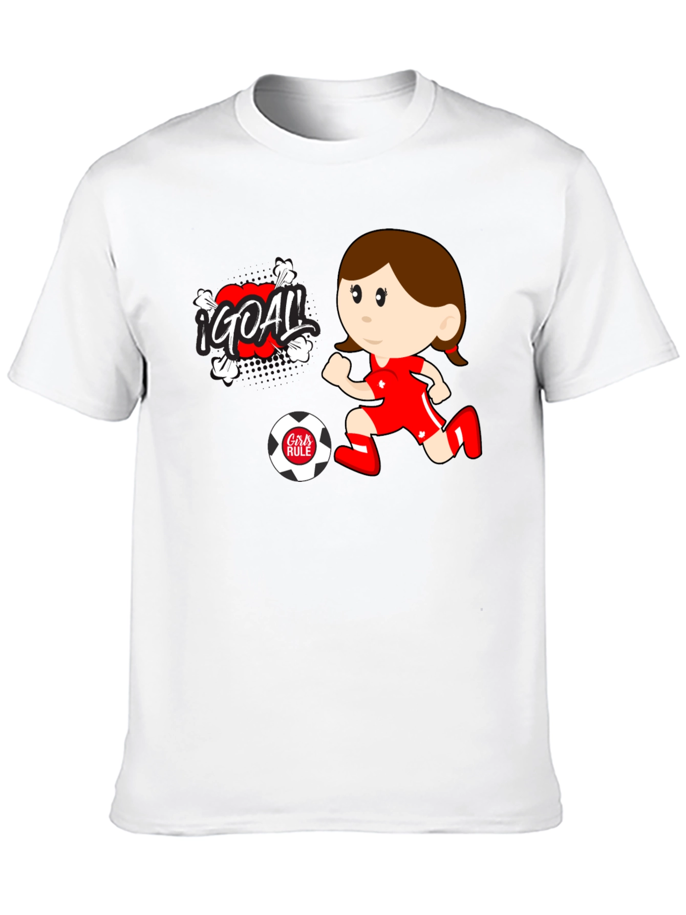 Girls Rule Soccer T-Shirt - Cartoon Design