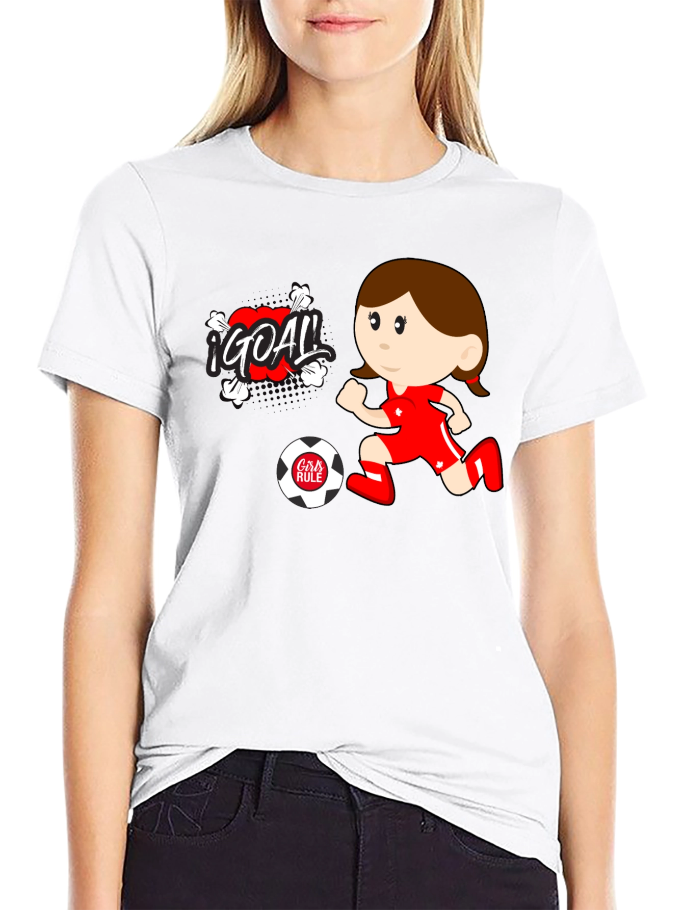 Girls Rule Soccer T-Shirt - Cartoon Design