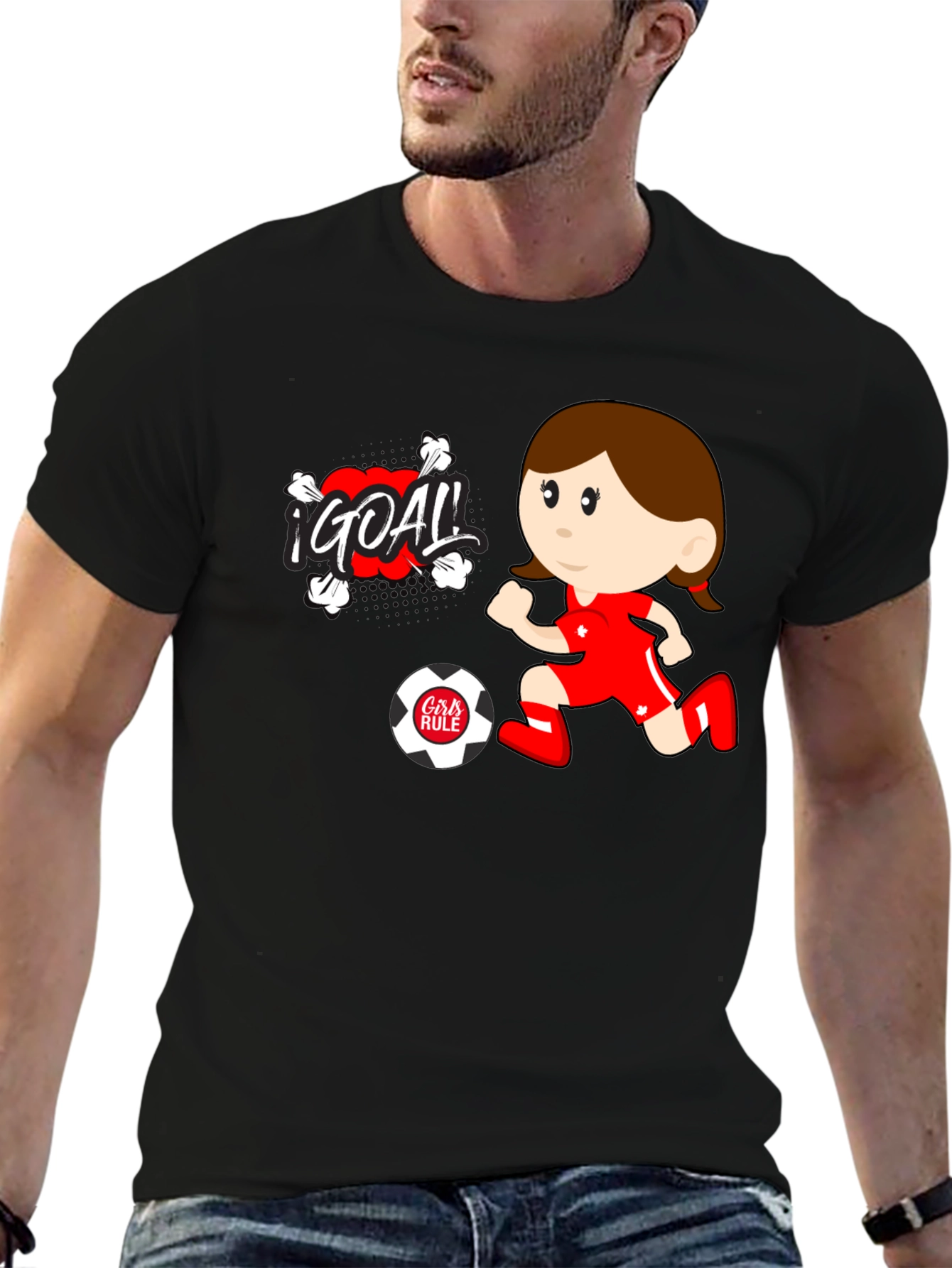 Girls Rule Soccer T-Shirt - Cartoon Design