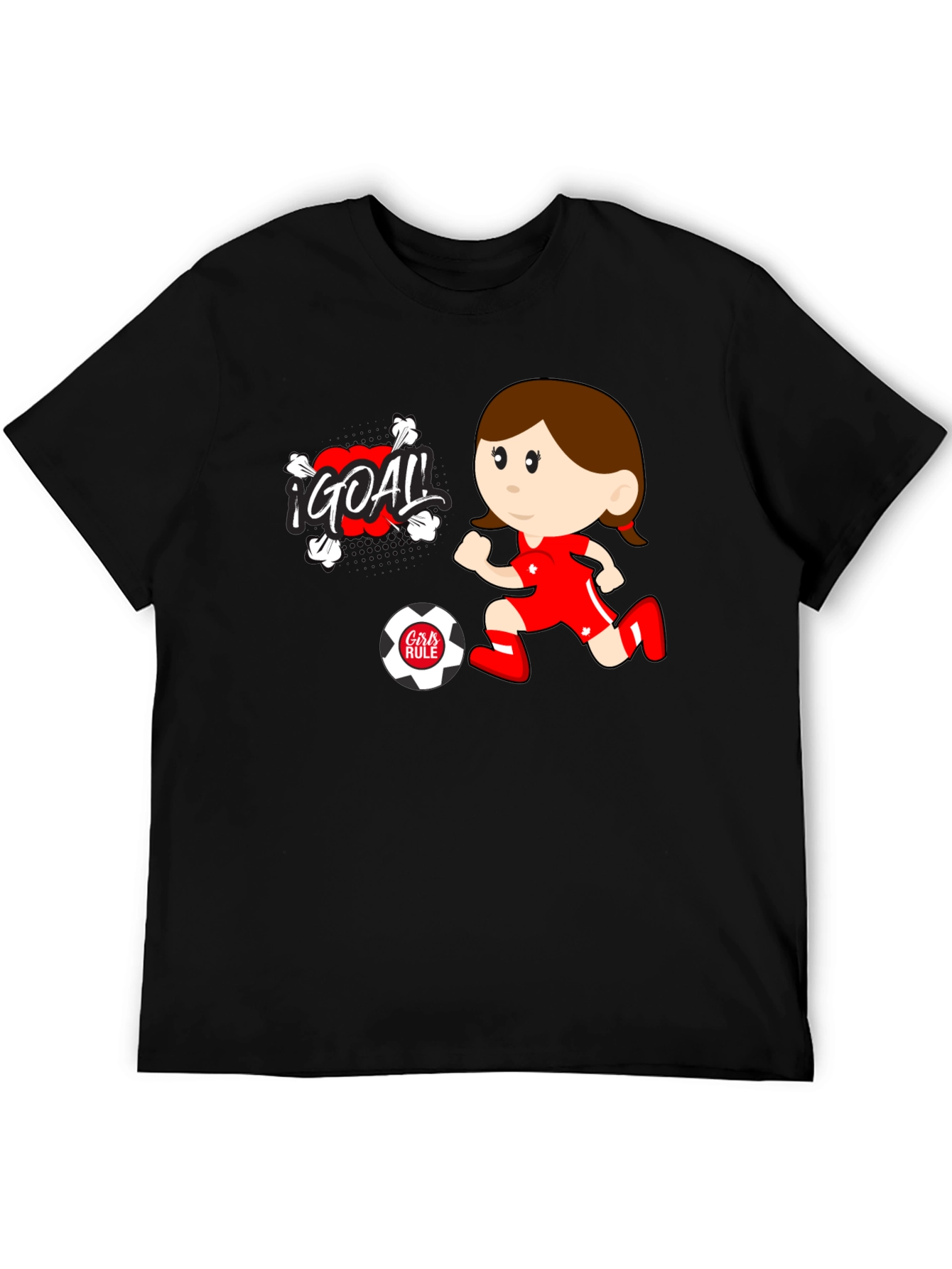 Girls Rule Soccer T-Shirt - Cartoon Design