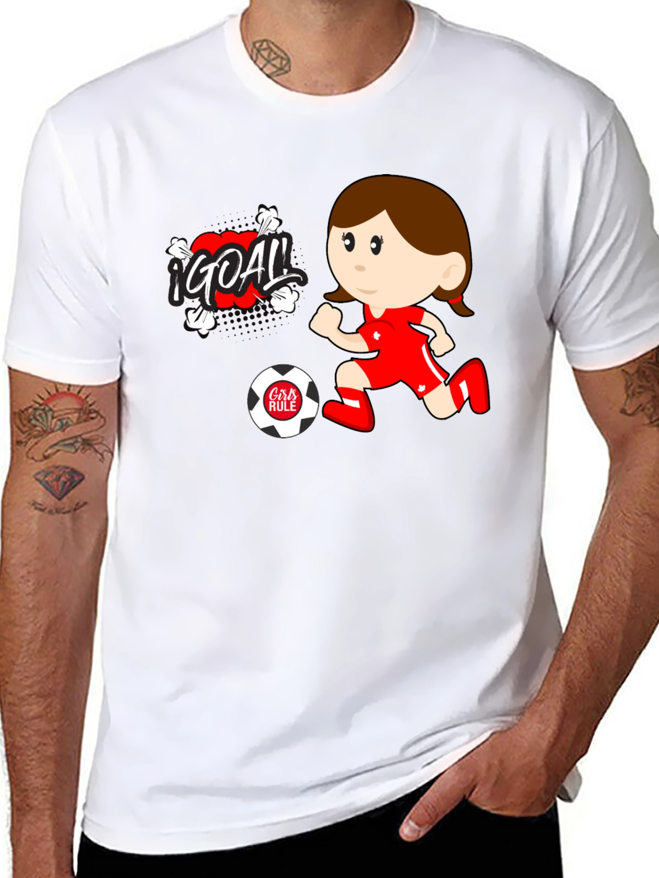 Girls Rule Soccer T-Shirt - Cartoon Design
