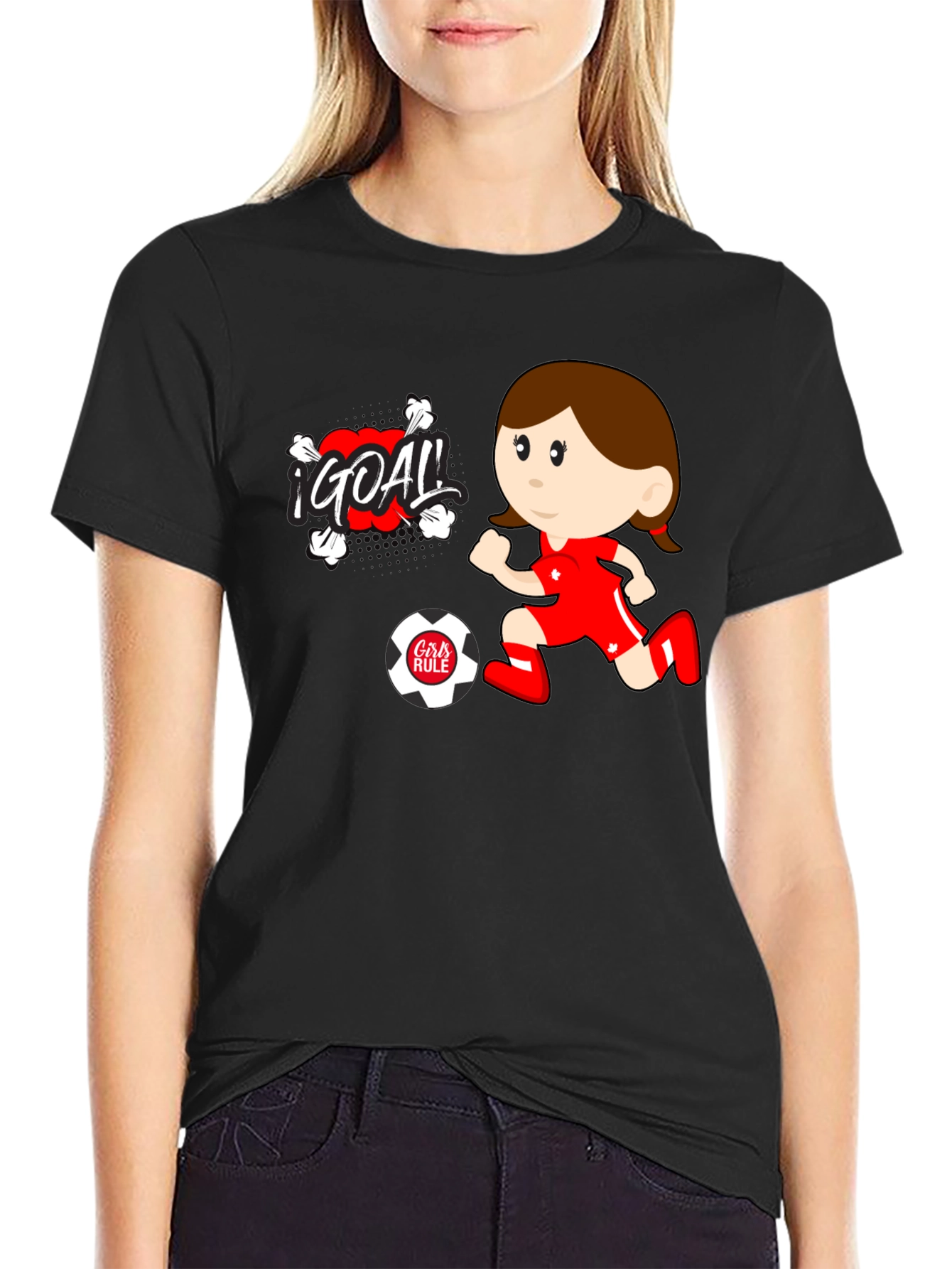 Girls Rule Soccer T-Shirt - Cartoon Design