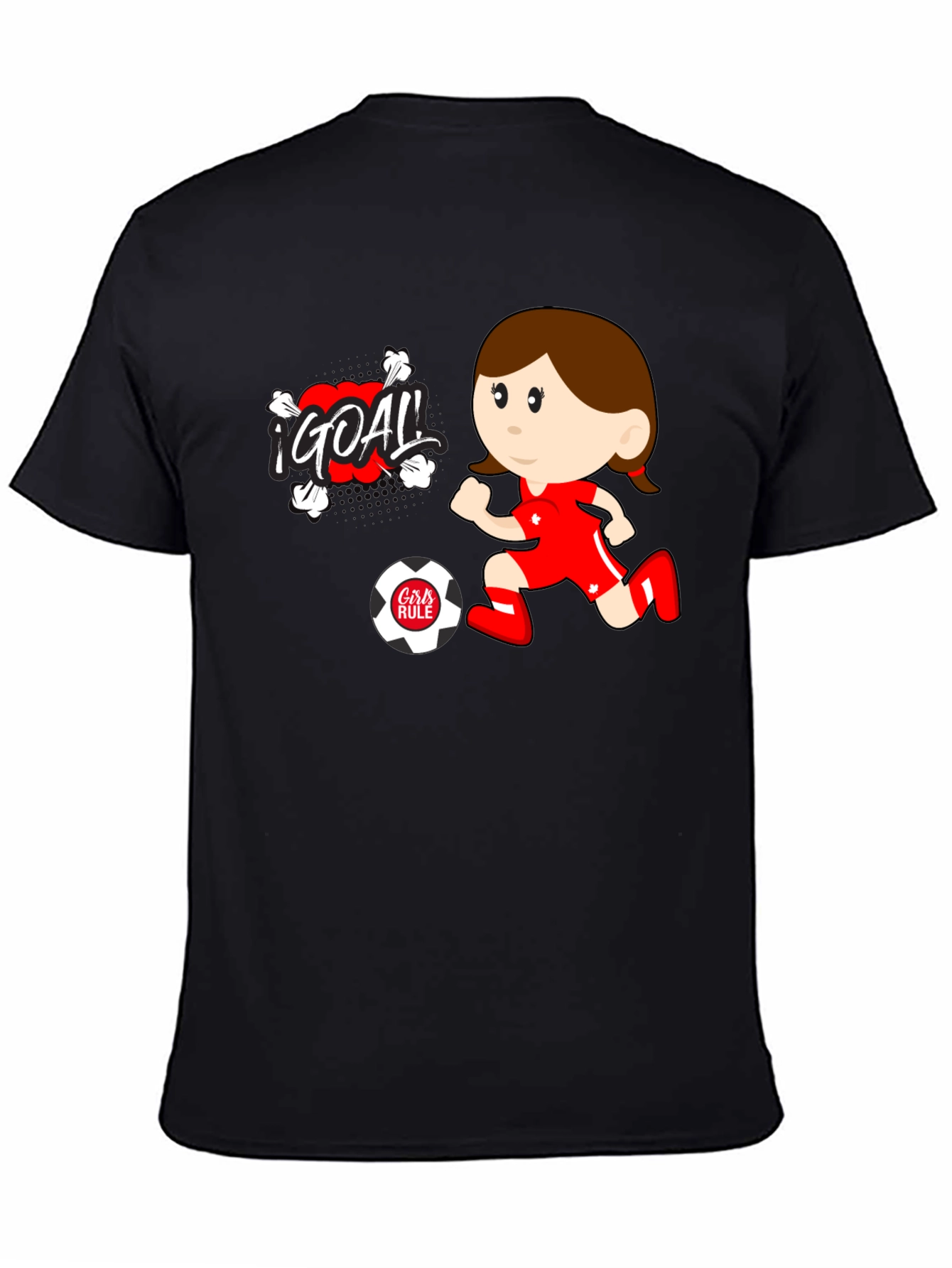Girls Rule Soccer T-Shirt - Cartoon Design