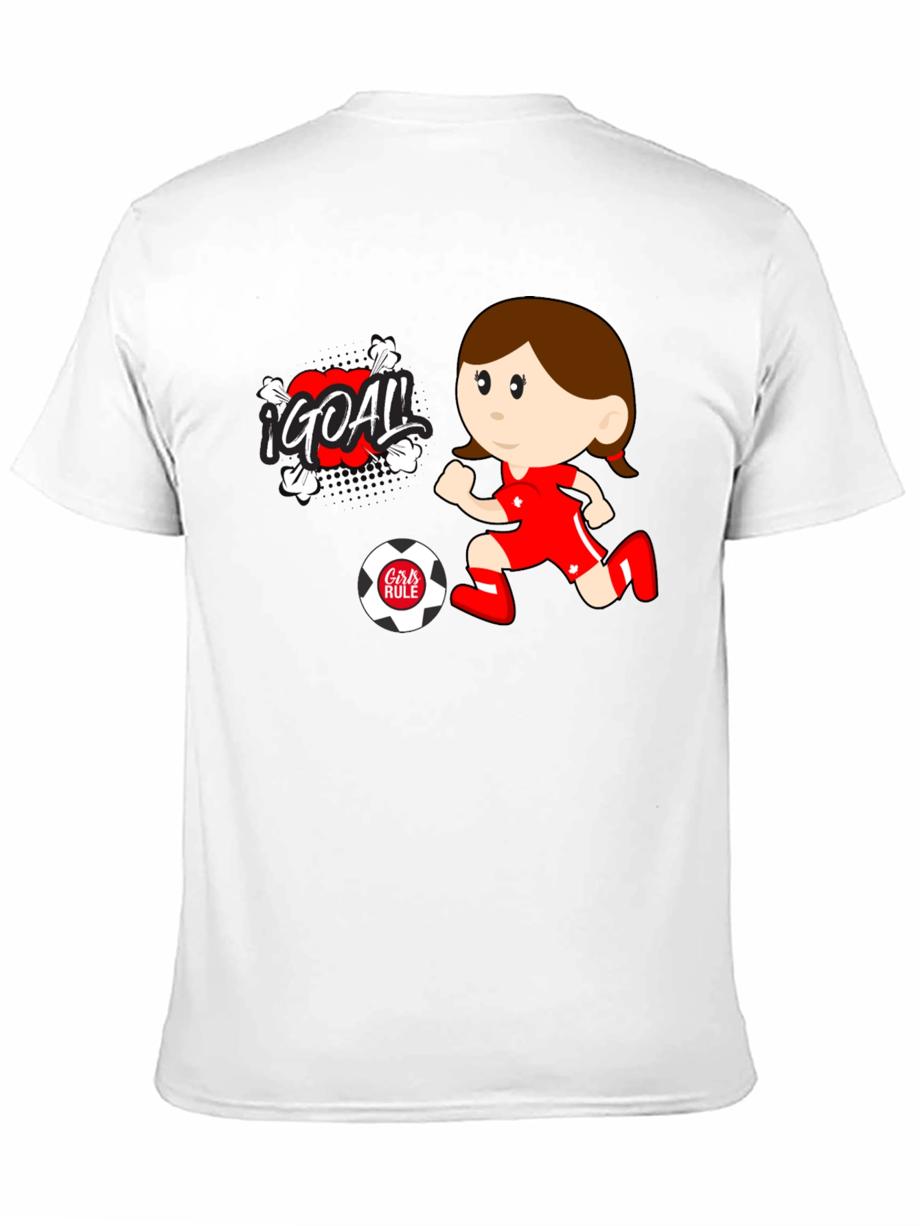 Girls Rule Soccer T-Shirt - Cartoon Design