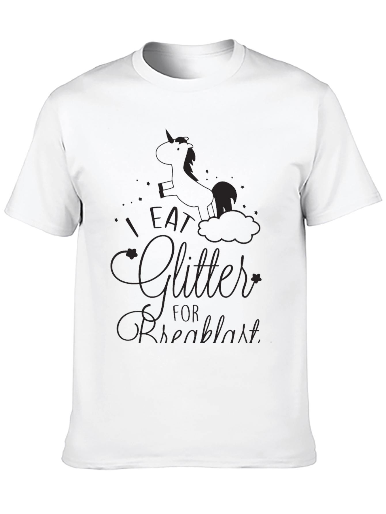 Unicorn Glitter Breakfast Black T-Shirt