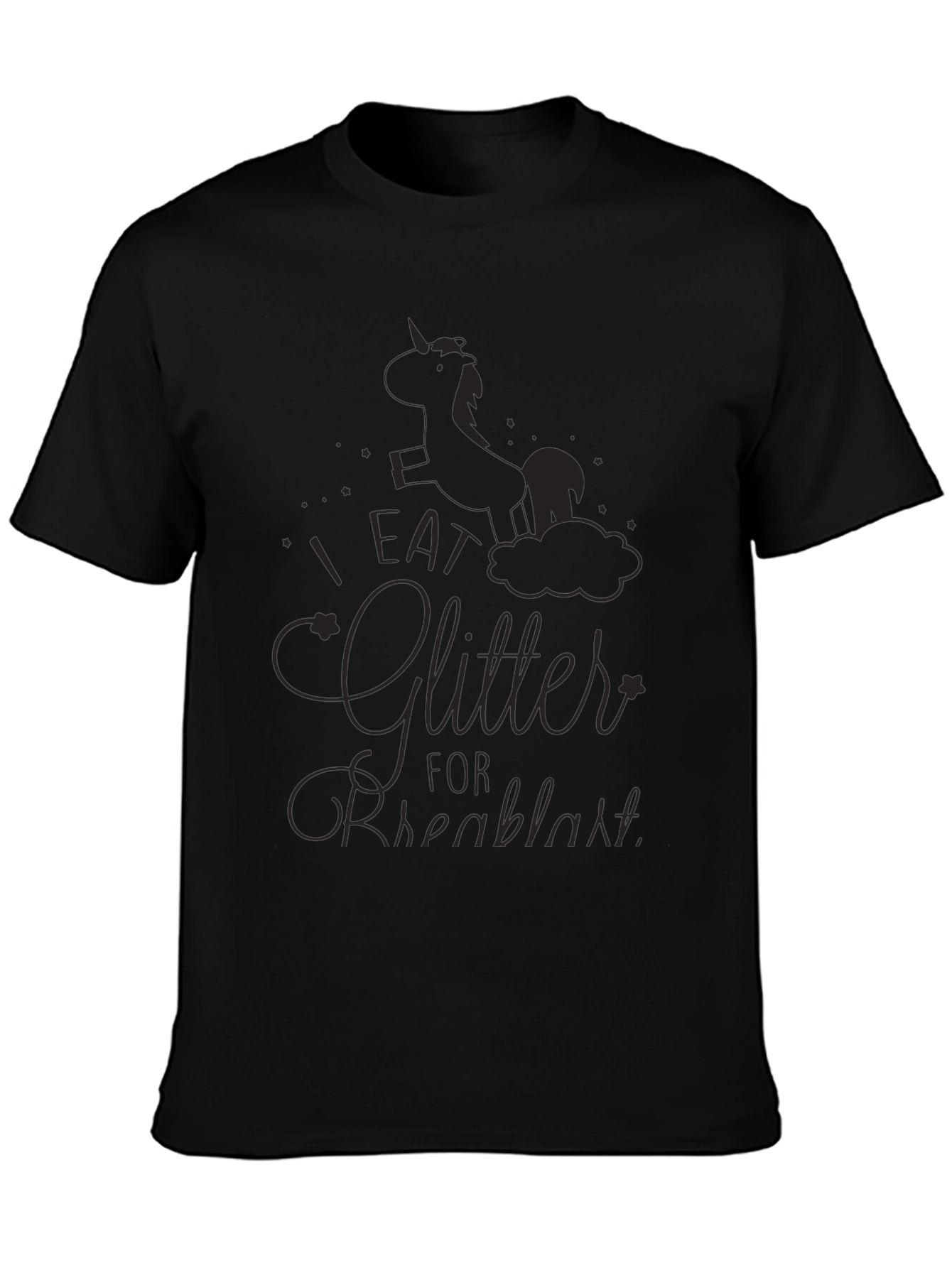 Unicorn Glitter Breakfast Black T-Shirt