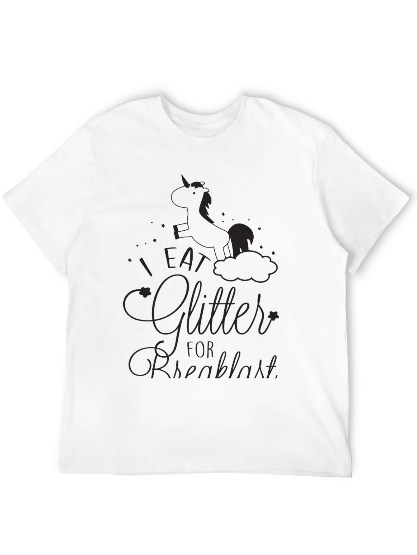 Unicorn Glitter Breakfast Black T-Shirt
