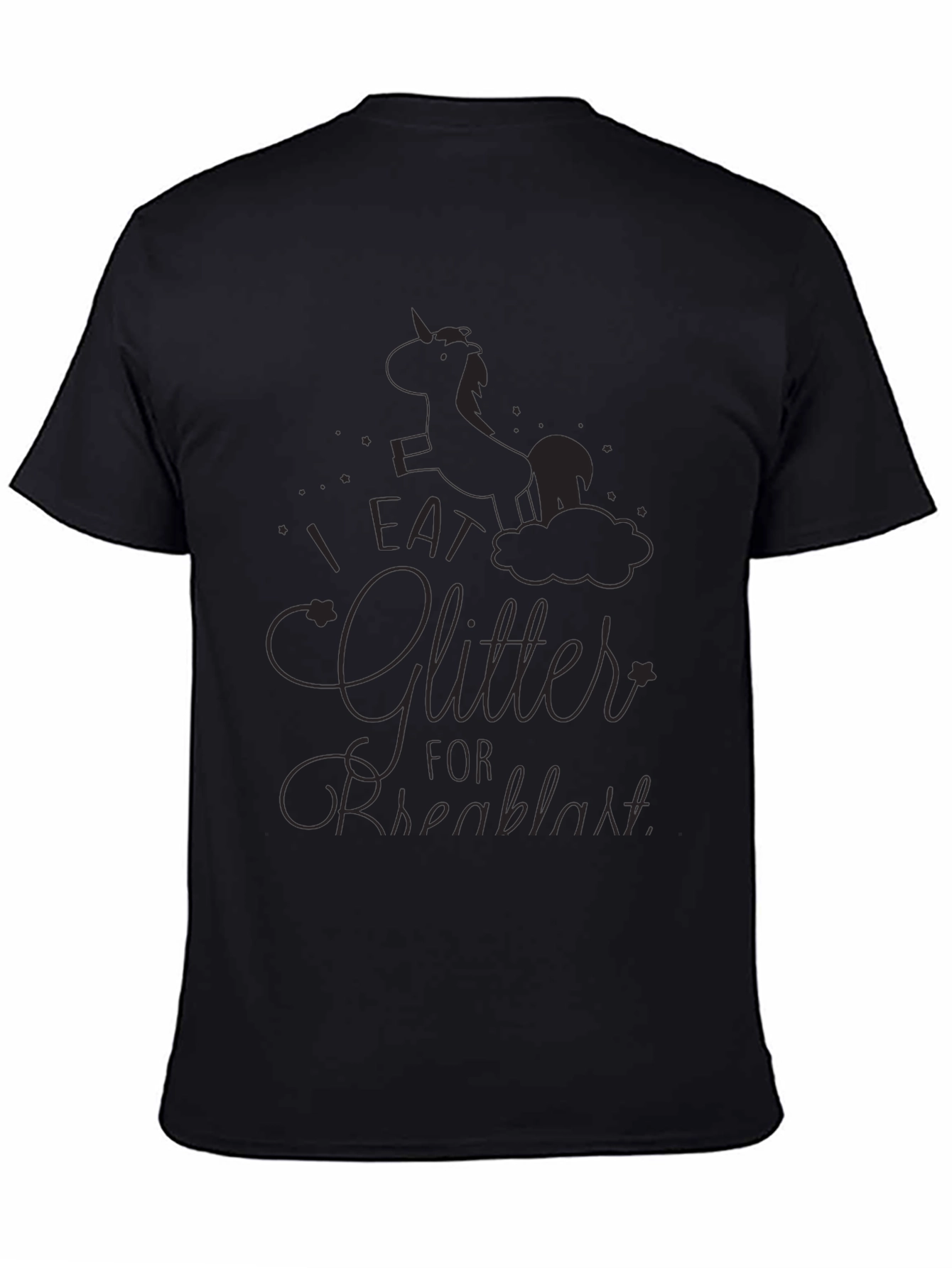 Unicorn Glitter Breakfast Black T-Shirt