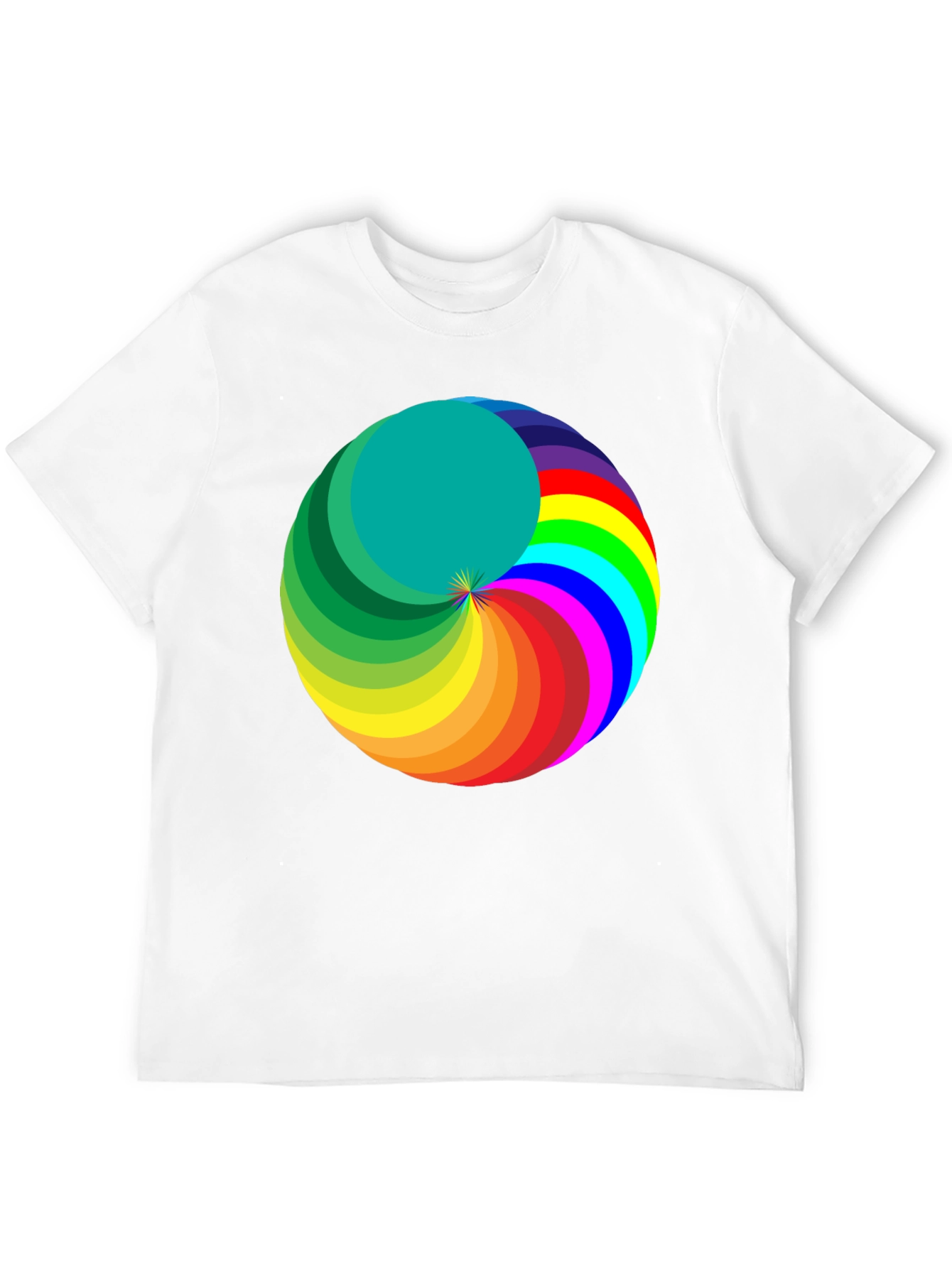 Rainbow Swirl Graphic Tee - Modern Mens Black T-Shirt