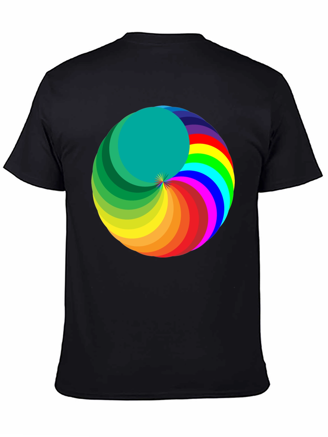 Rainbow Swirl Graphic Tee - Modern Mens Black T-Shirt
