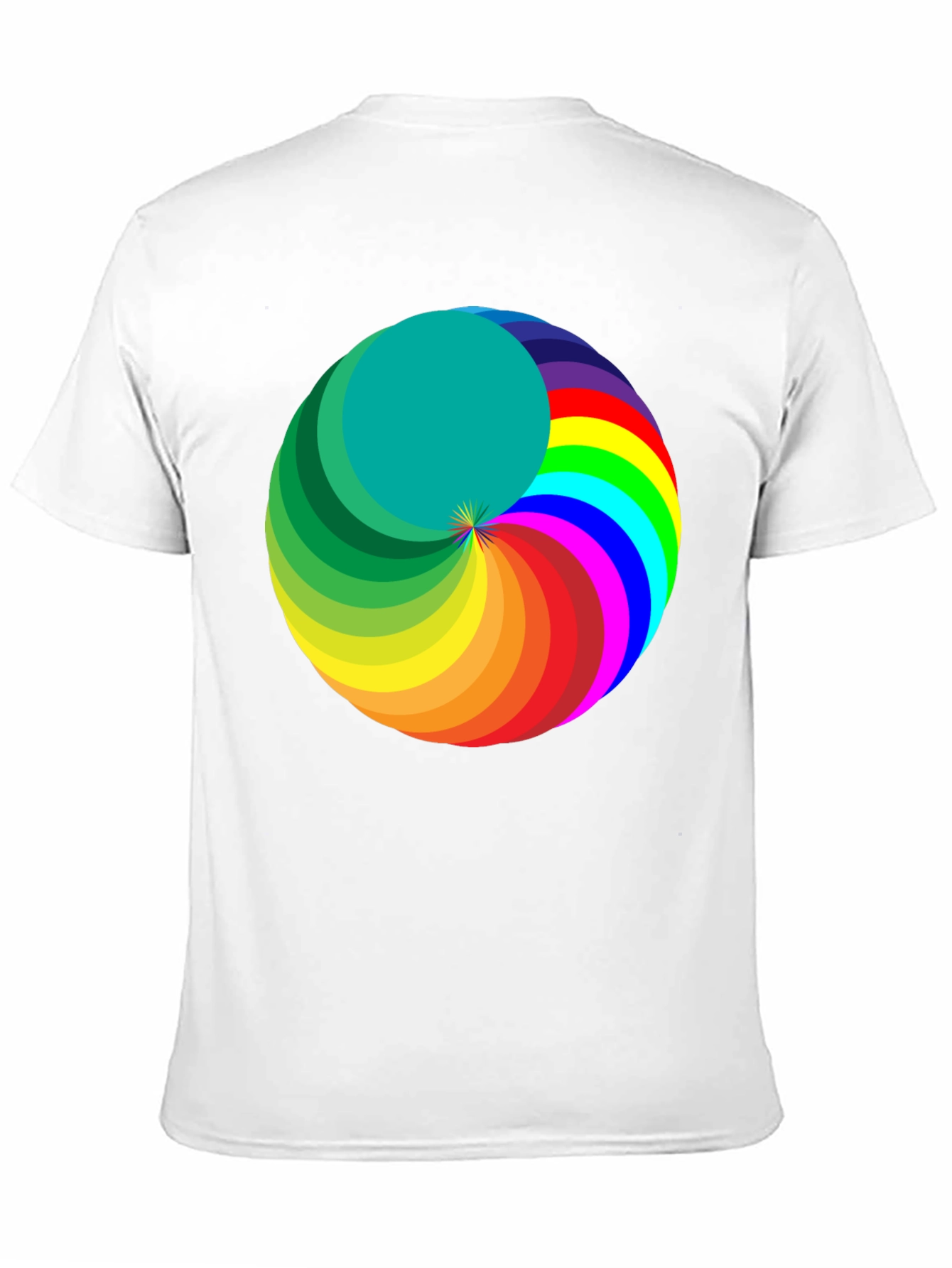 Rainbow Swirl Graphic Tee - Modern Mens Black T-Shirt