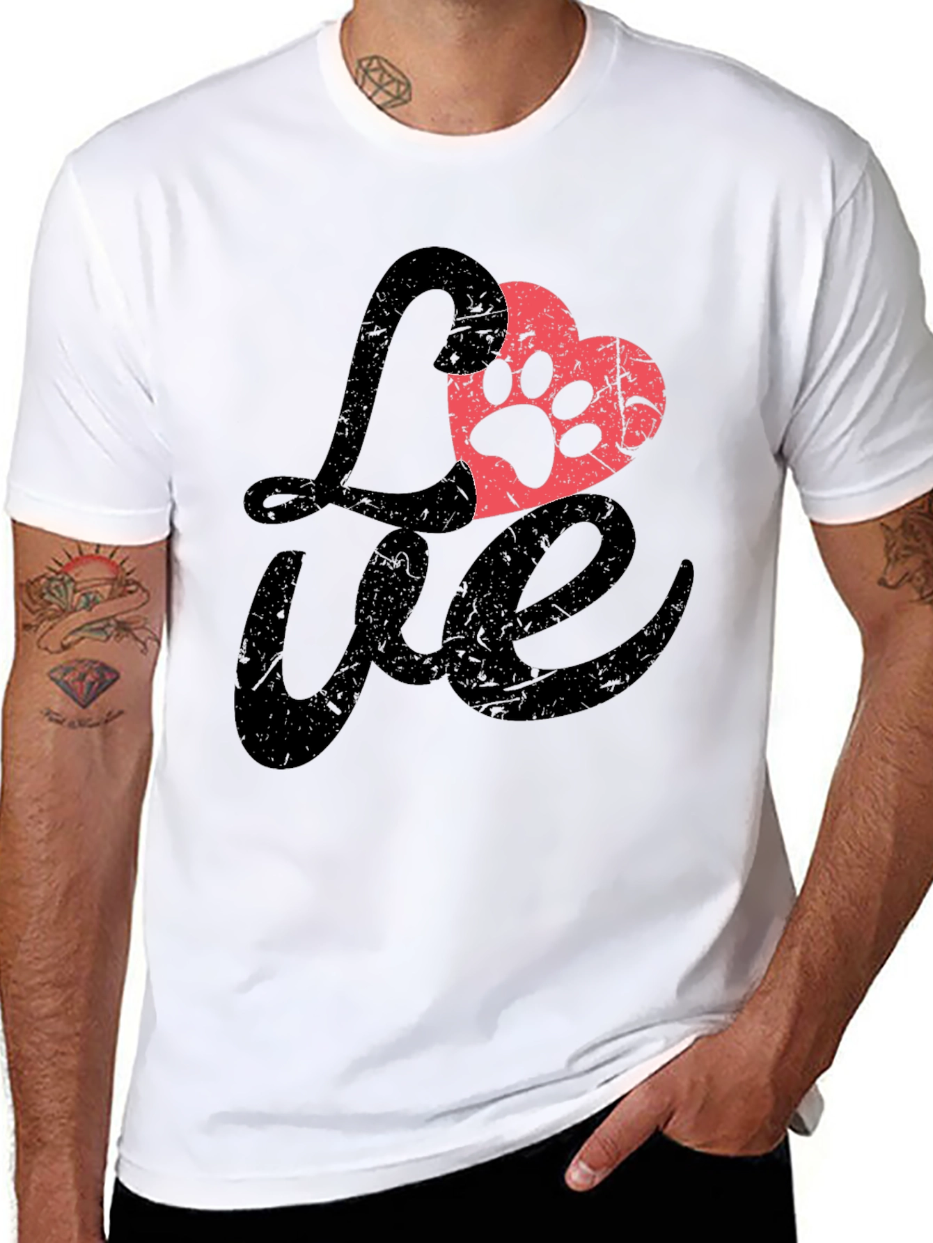 Love Paw Print Heart Graphic T-Shirt