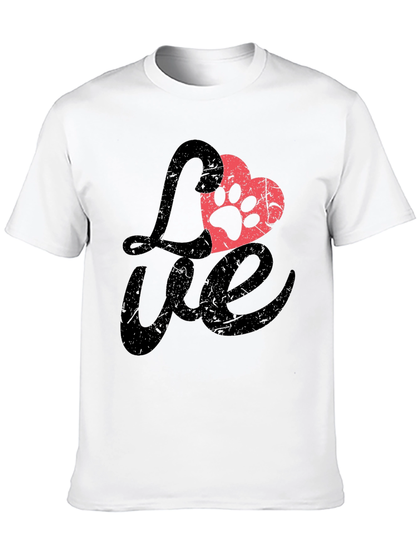 Love Paw Print Heart Graphic T-Shirt
