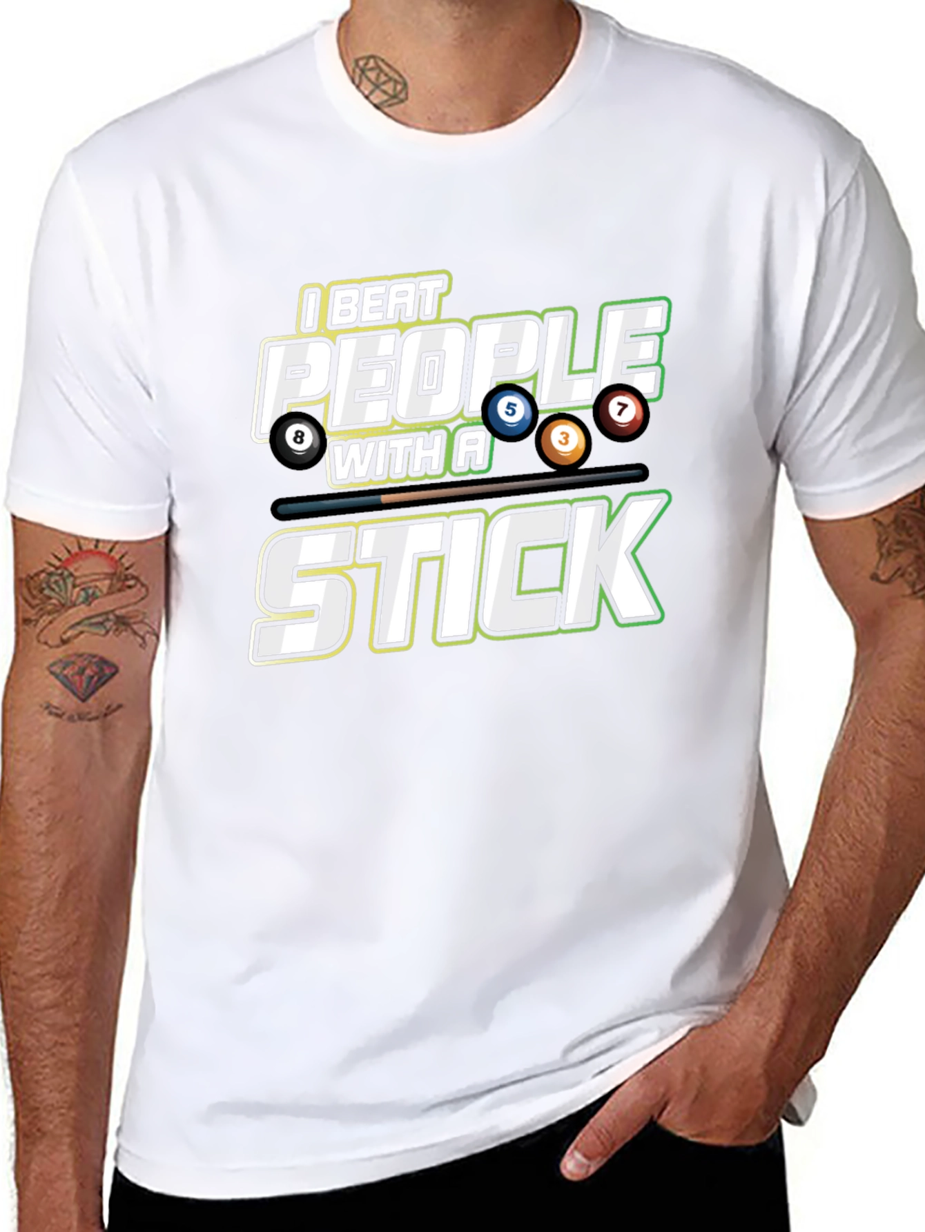 I Beat People with a Stick Billiards T-Shirt