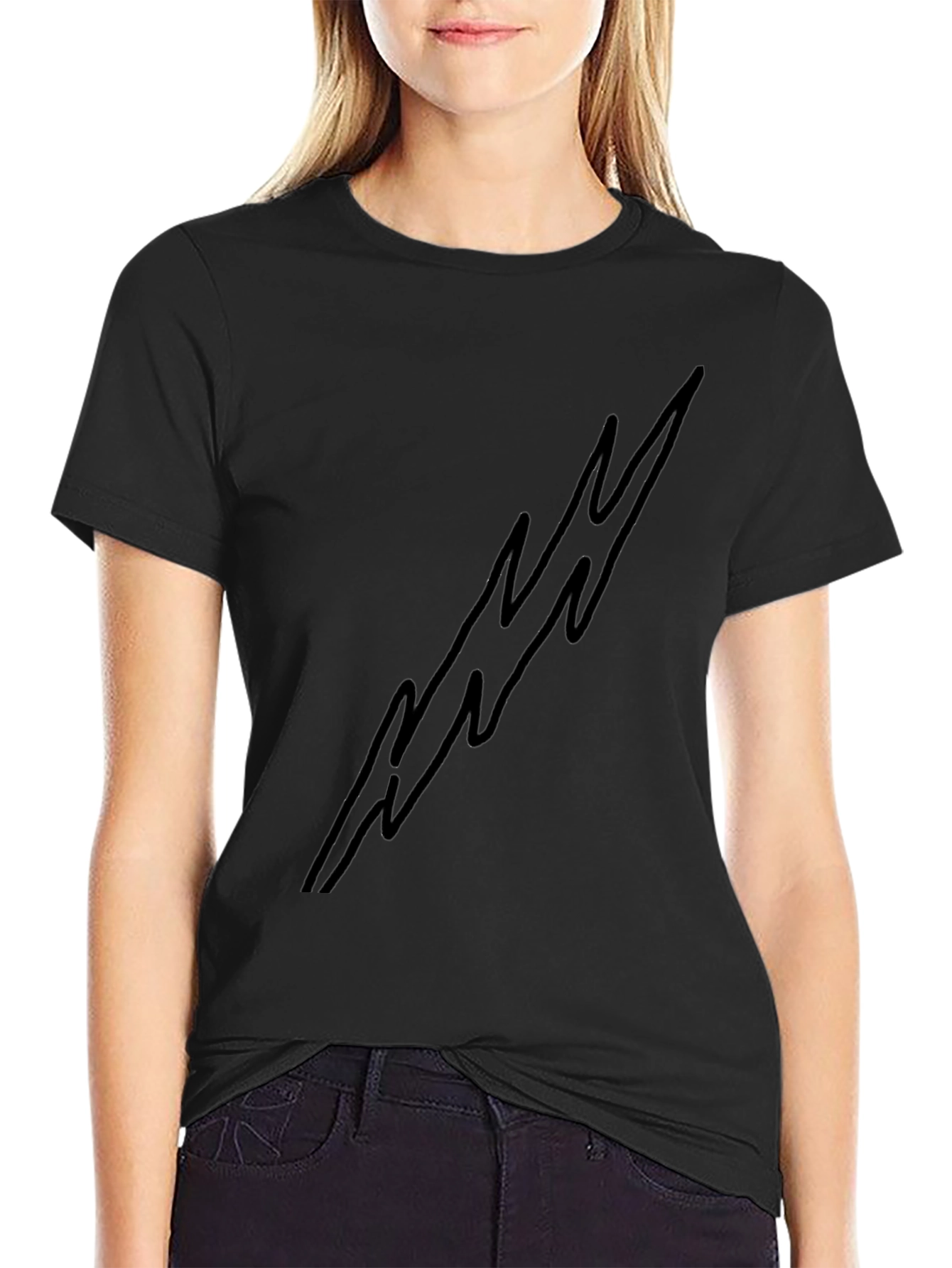 Mens Black Lightning Bolt Graphic Tee