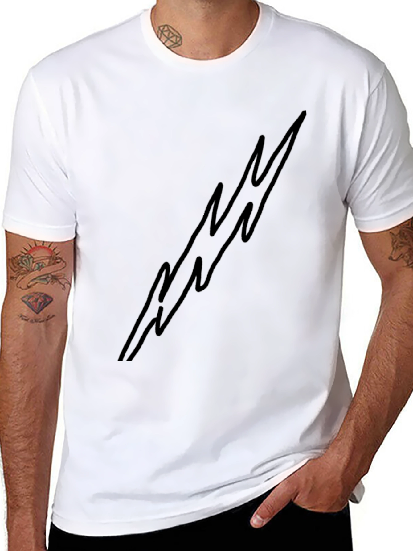 Mens Black Lightning Bolt Graphic Tee