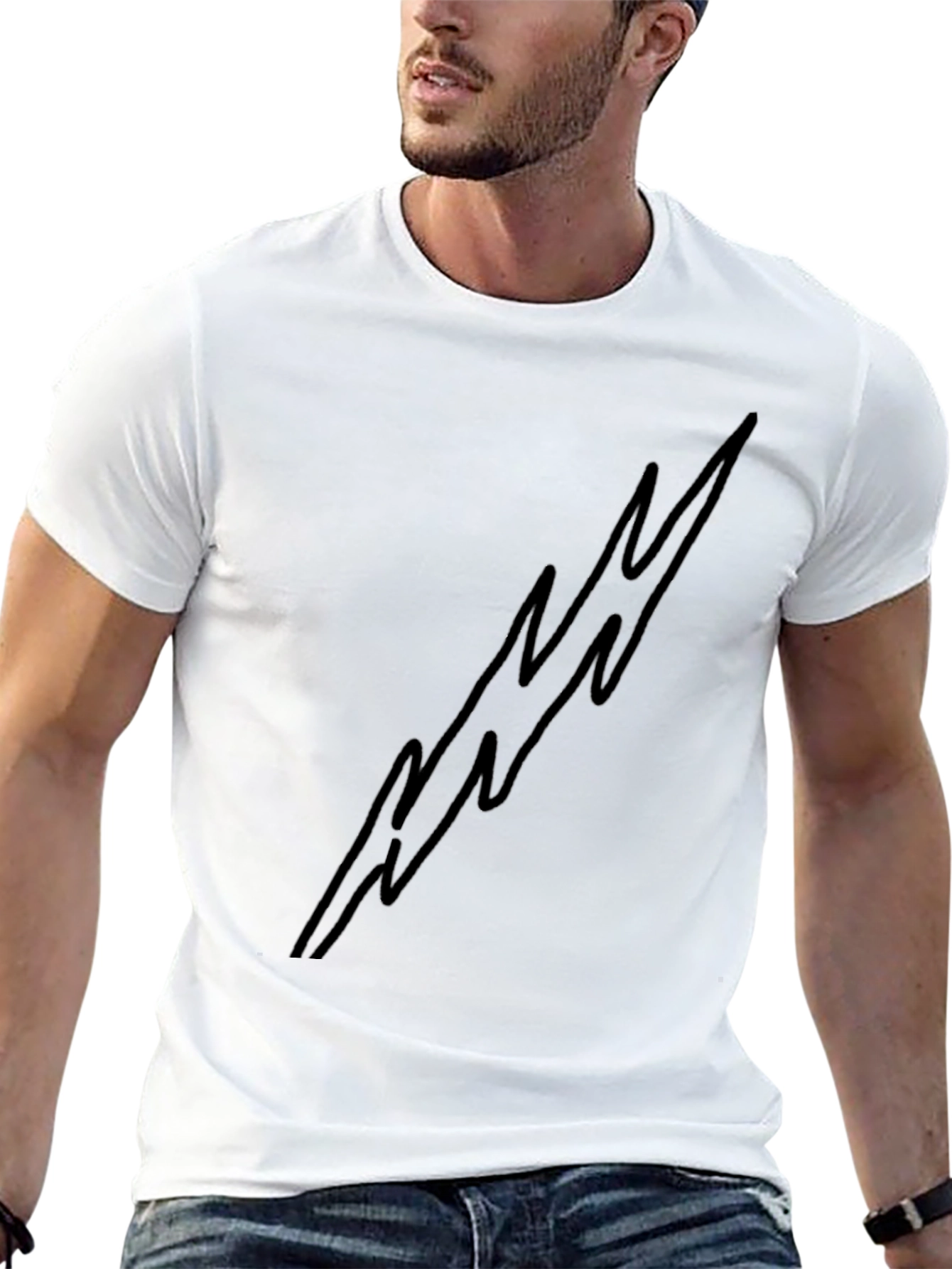 Mens Black Lightning Bolt Graphic Tee