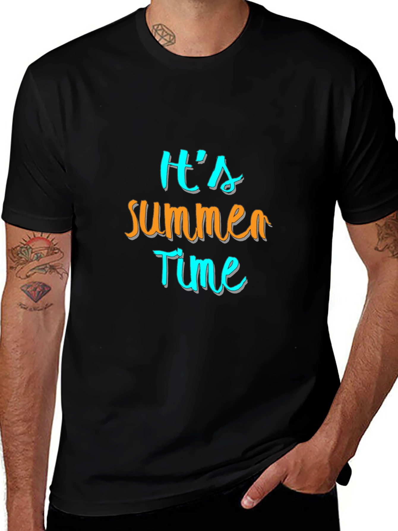 Its Summer Time Mens Black Graphic Tee