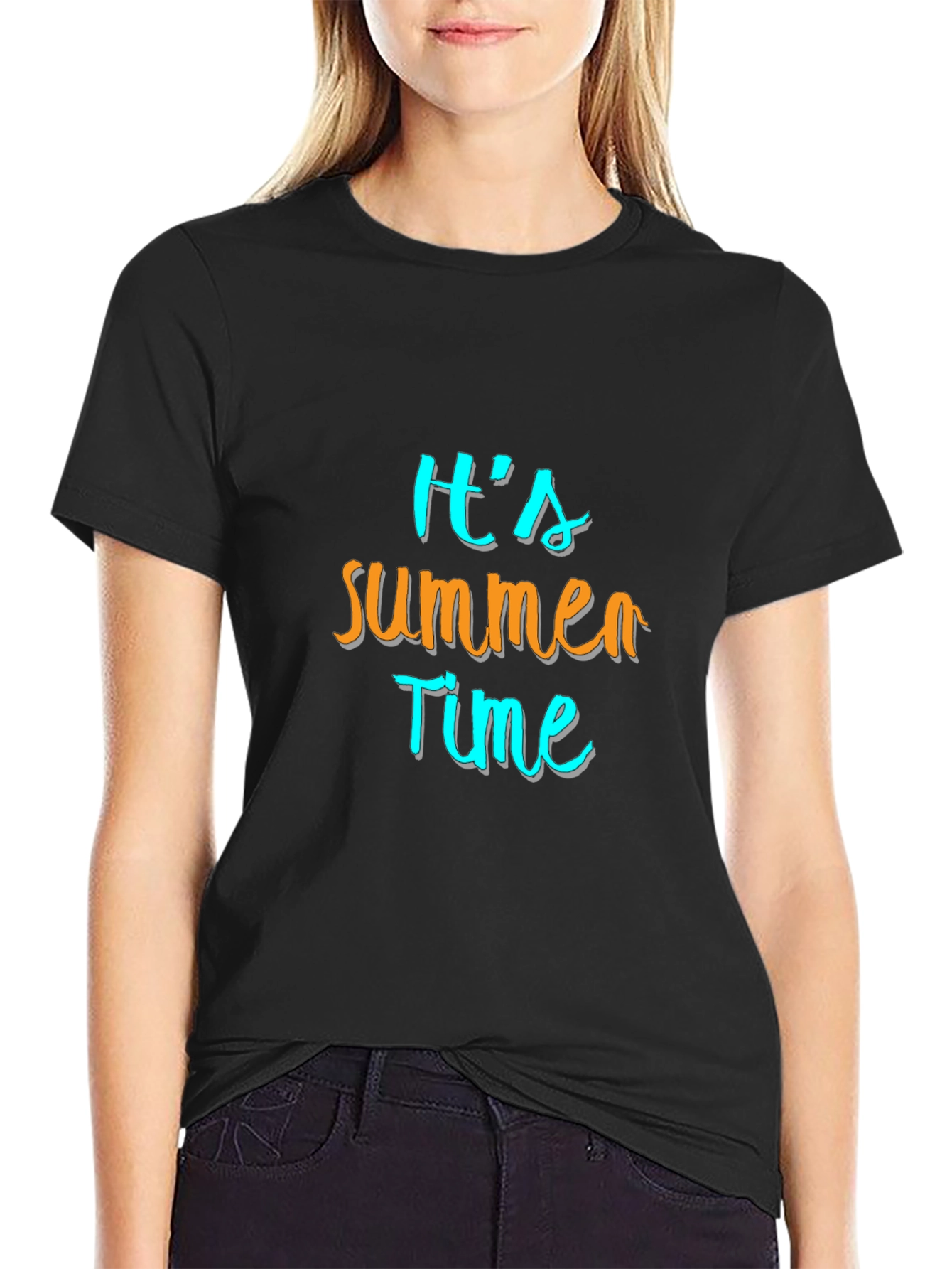 Its Summer Time Mens Black Graphic Tee